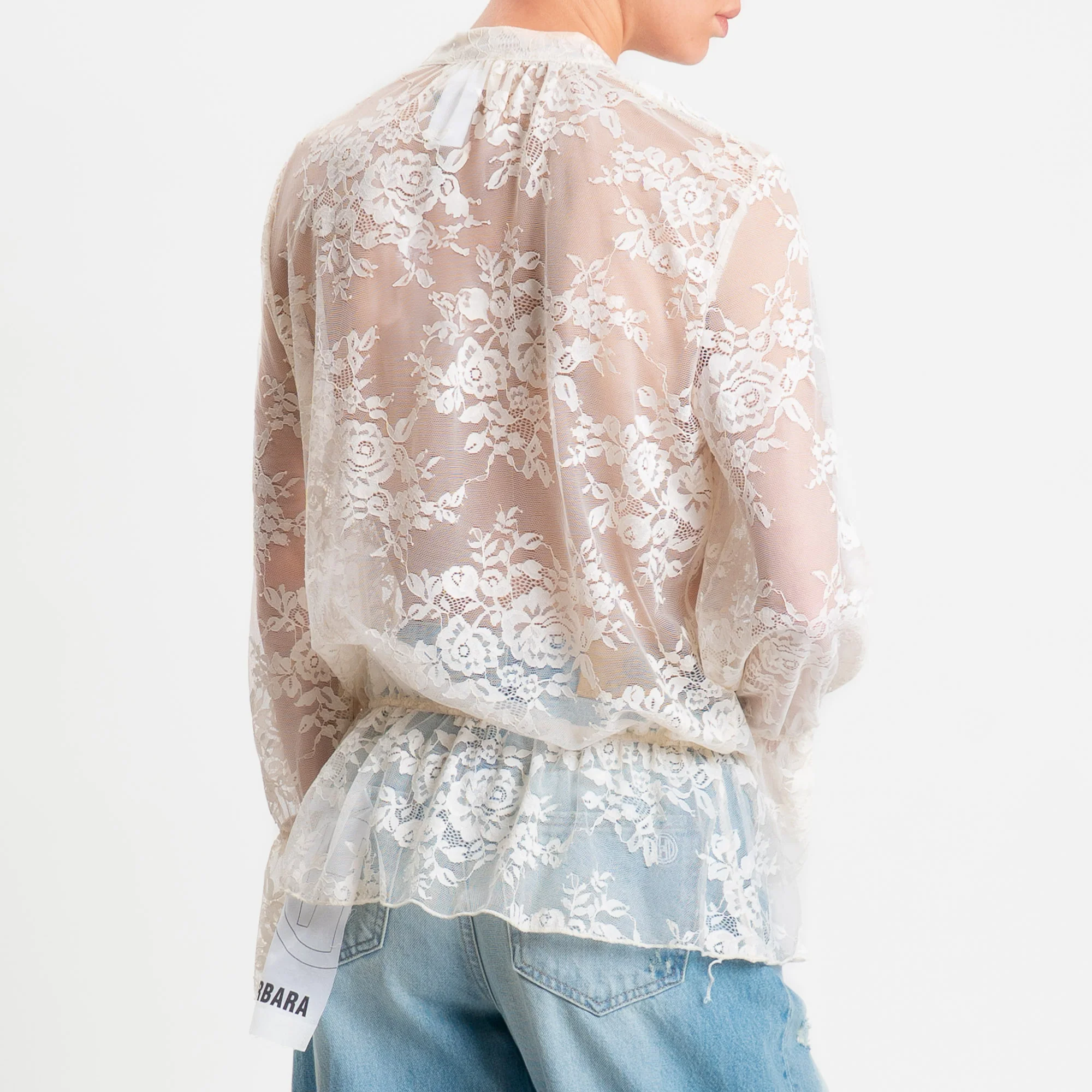 Vicolo-Blusa in pizzo con elastico in vita - burro - Image 3