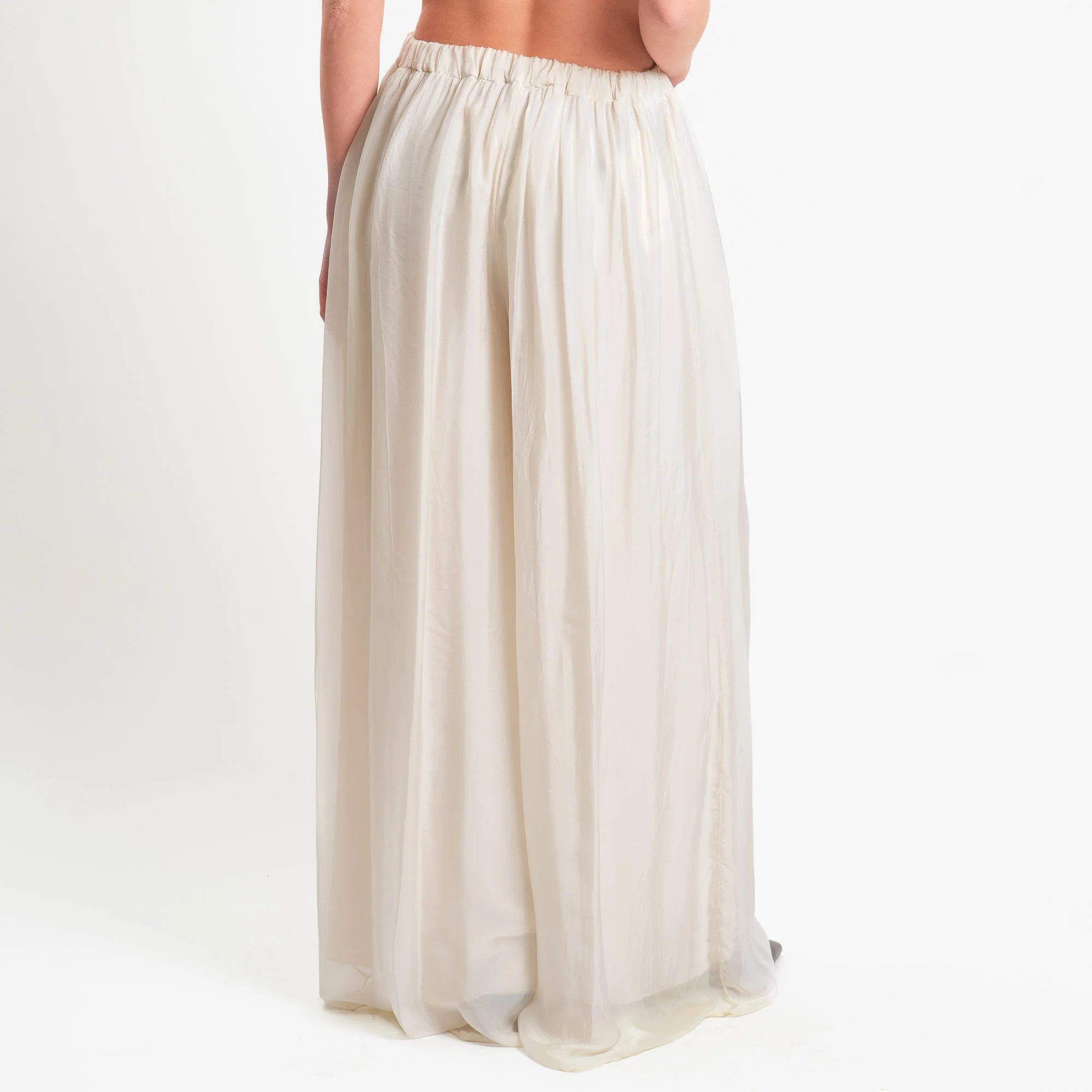 Haveone-Pantalone elastico in vita misto seta - burro - Image 3