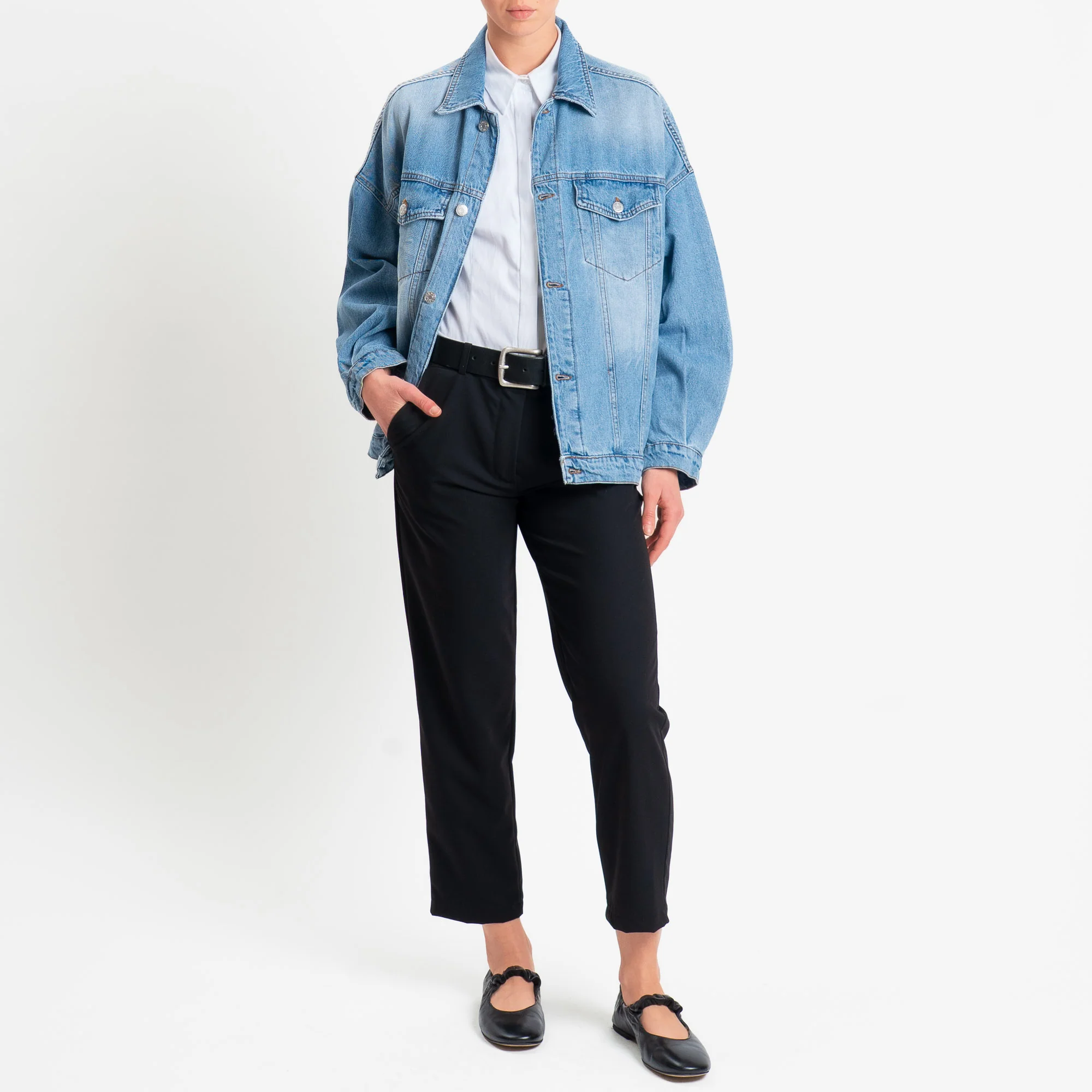 Zeroassoluto-Pantalone GALA straight in poliviscosa comfort elasticizzato - nero