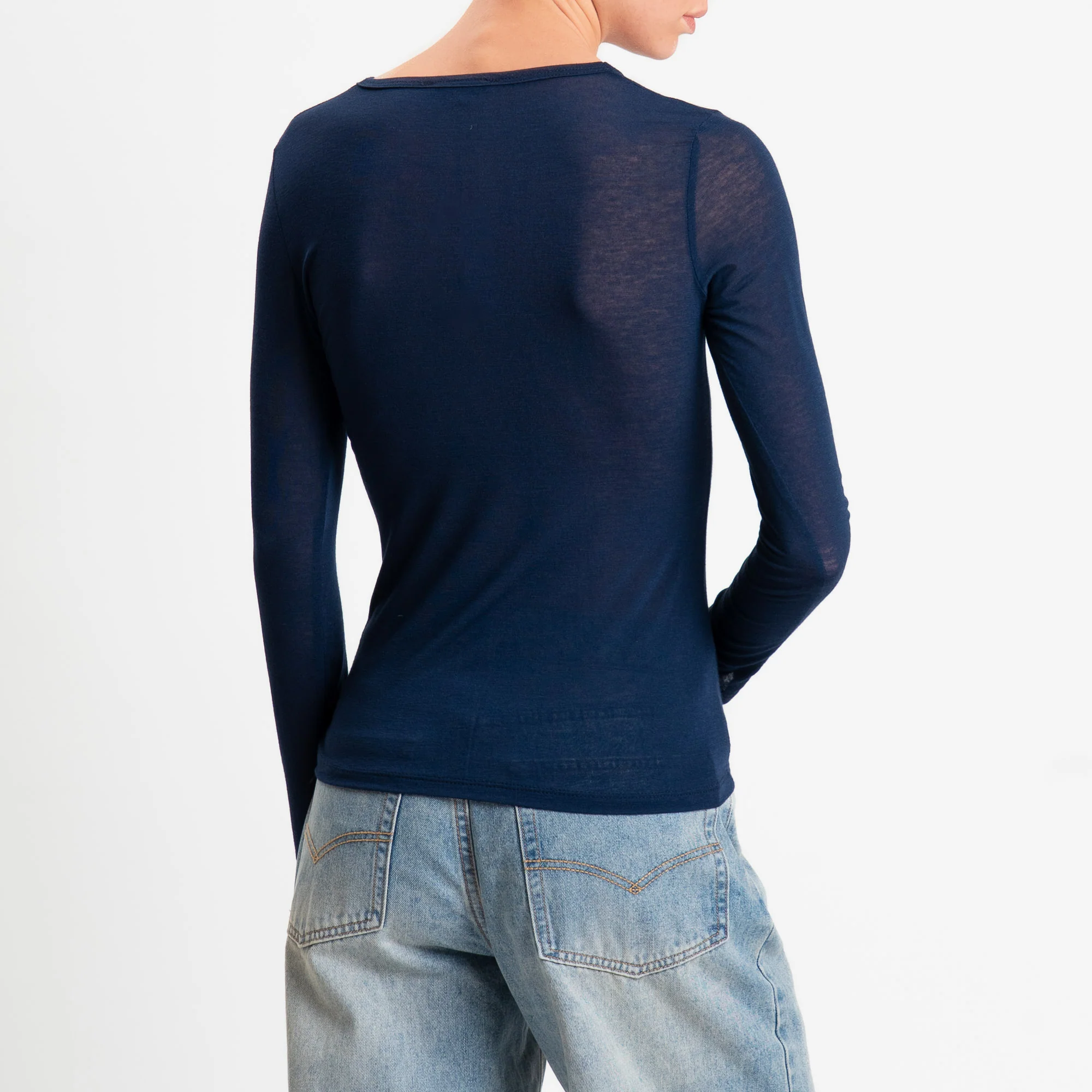 Zeroassoluto-T-shirt elasticizzata viscosa/seta - blu - Image 3