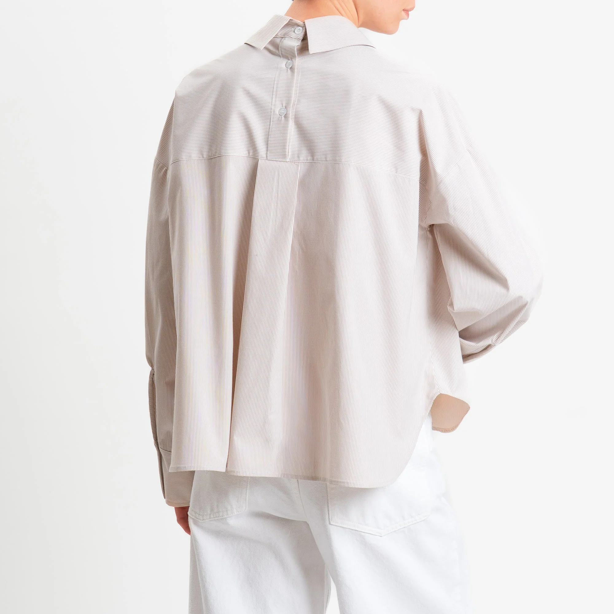 Zeroassoluto-Camicia a righe dettaglio strass - bianco/sabbia - Image 5