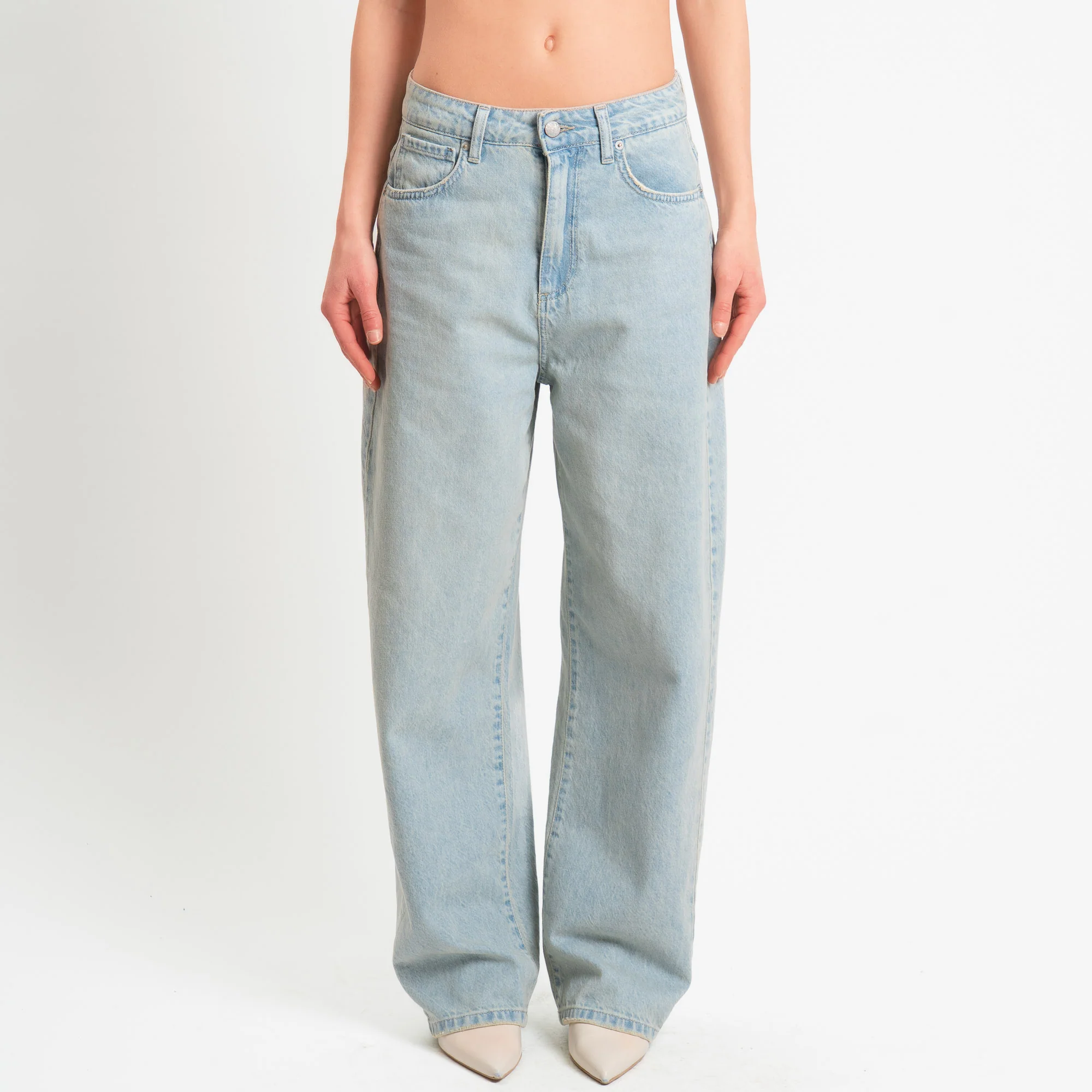 Zeroassoluto-Jeans FEDRA wide leg fit tela leggera - denim chiaro stone washed - Image 4