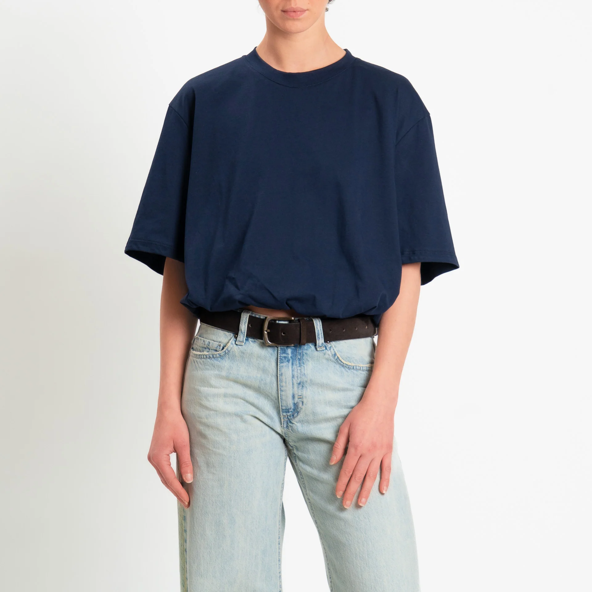 Tensione in-T-shirt girocollo elastico in vita - blu - Image 2