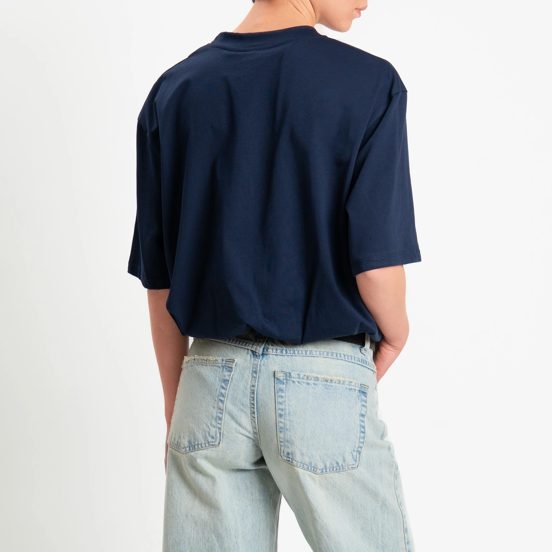 Tensione in-T-shirt girocollo elastico in vita - blu - Image 3