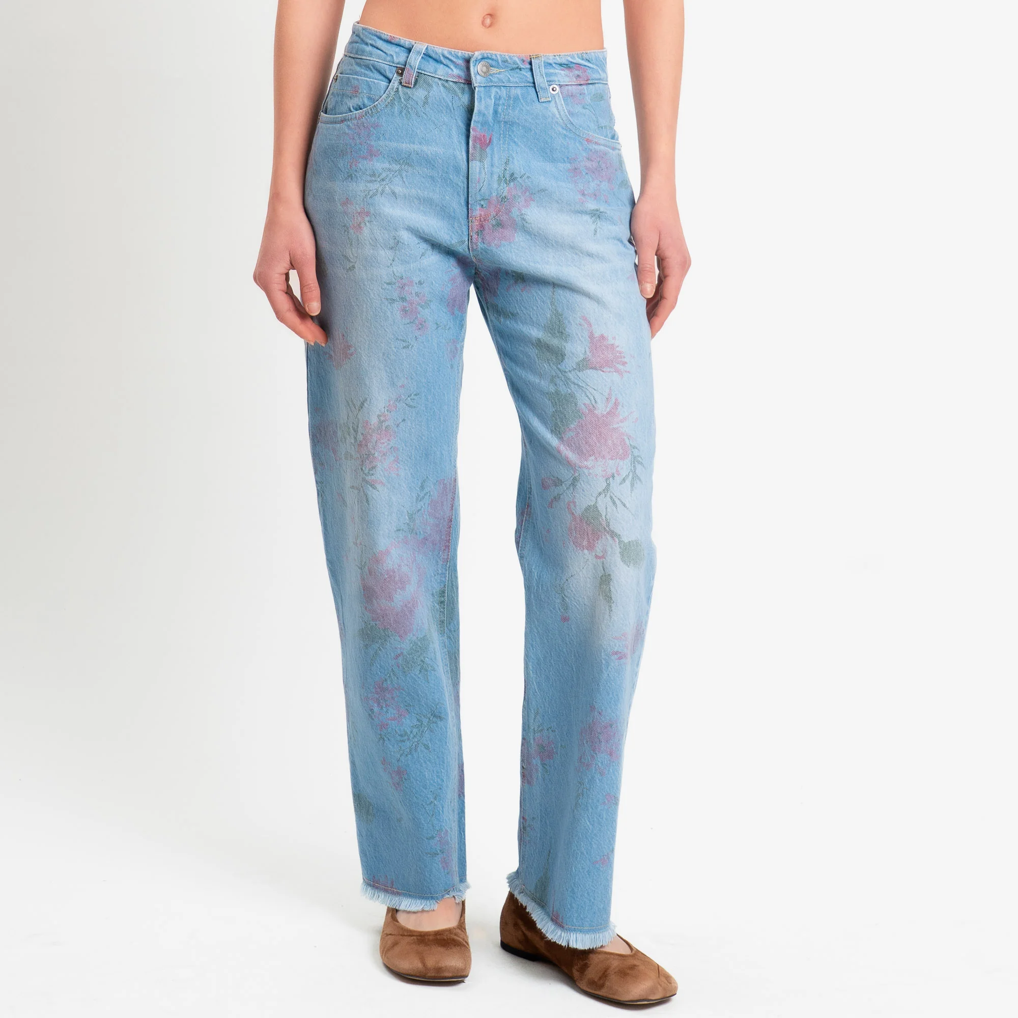 Tensione in-Jeans sfrangiato stampa floreale - denim/blush/militare - Image 2