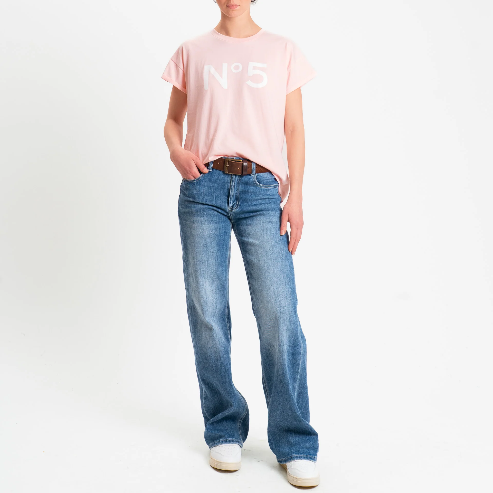 Tensione in-T-shirt girocollo n.5 - rosa/panna