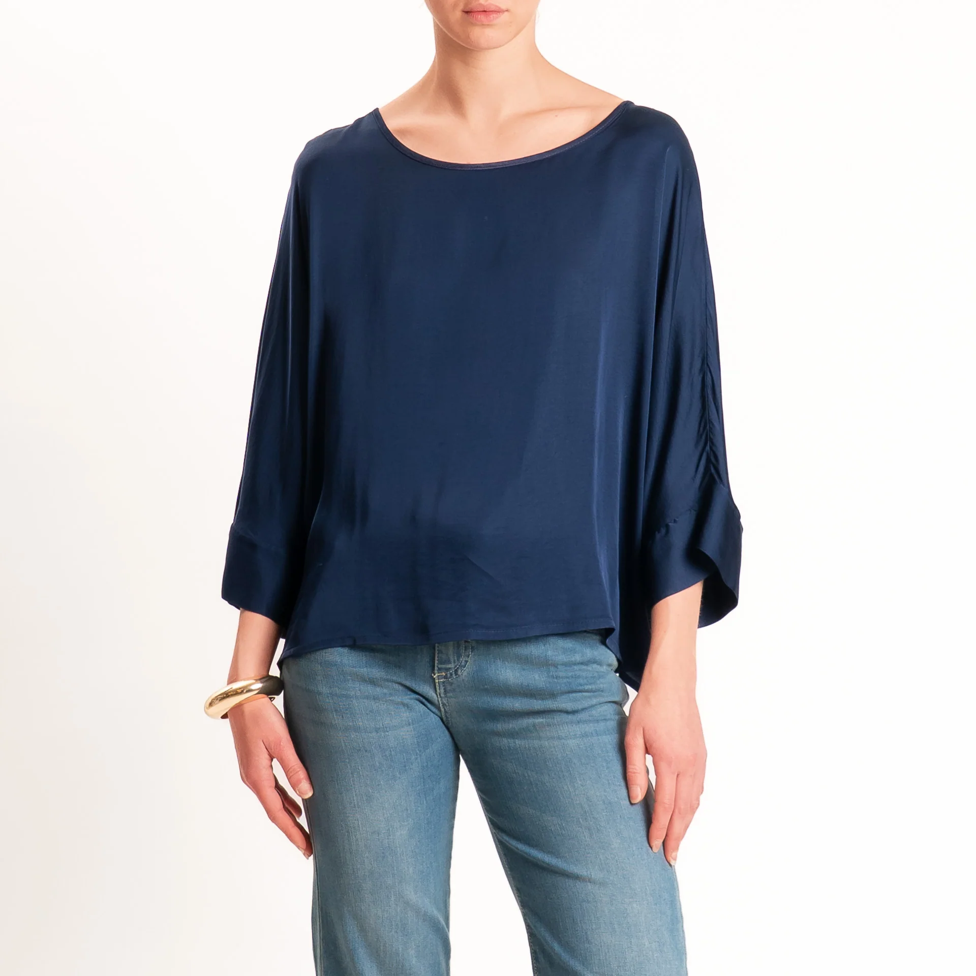 Tensione in-Blusa satin bottoni dietro - blu - Image 2