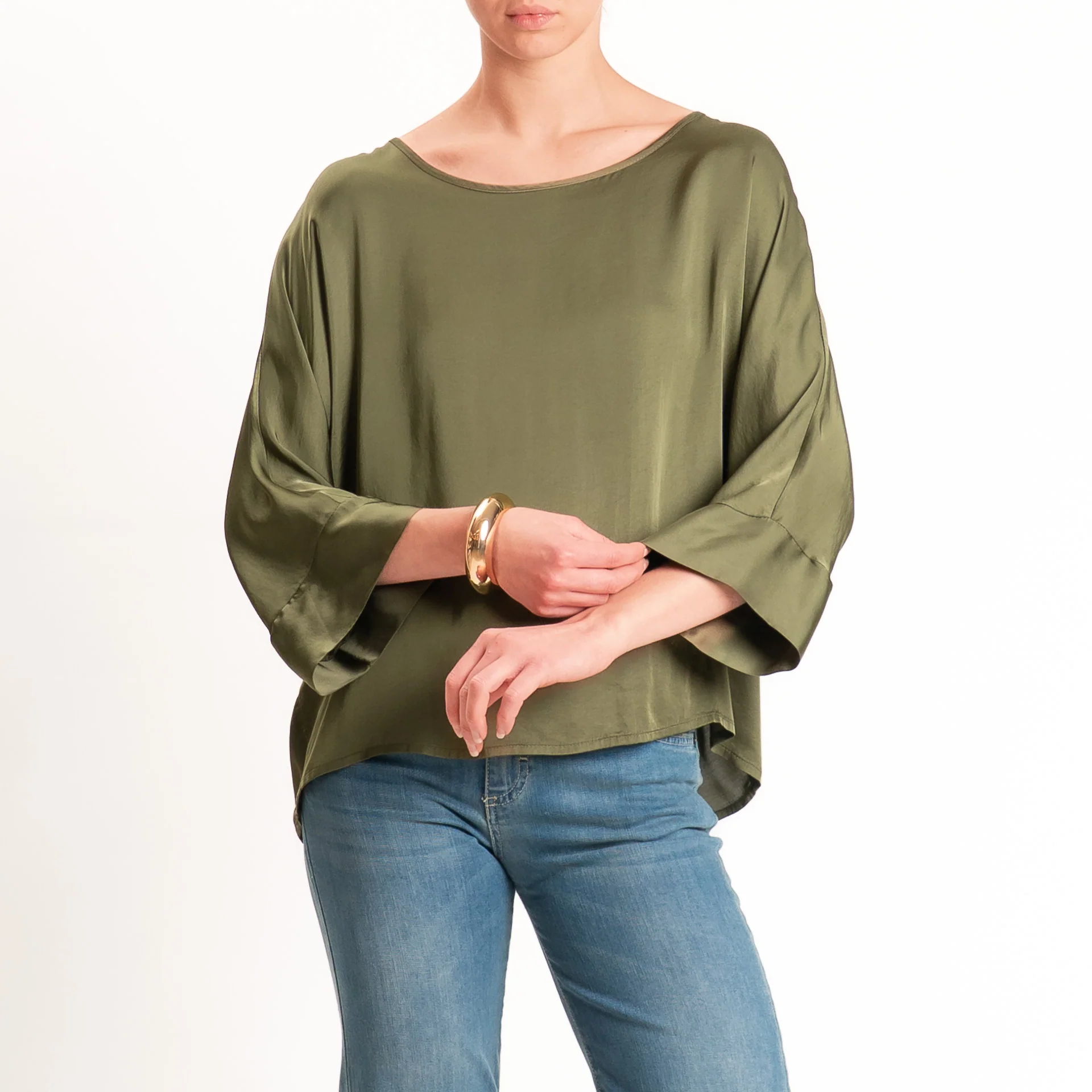 Tensione in-Blusa satin bottoni dietro - militare - Image 2