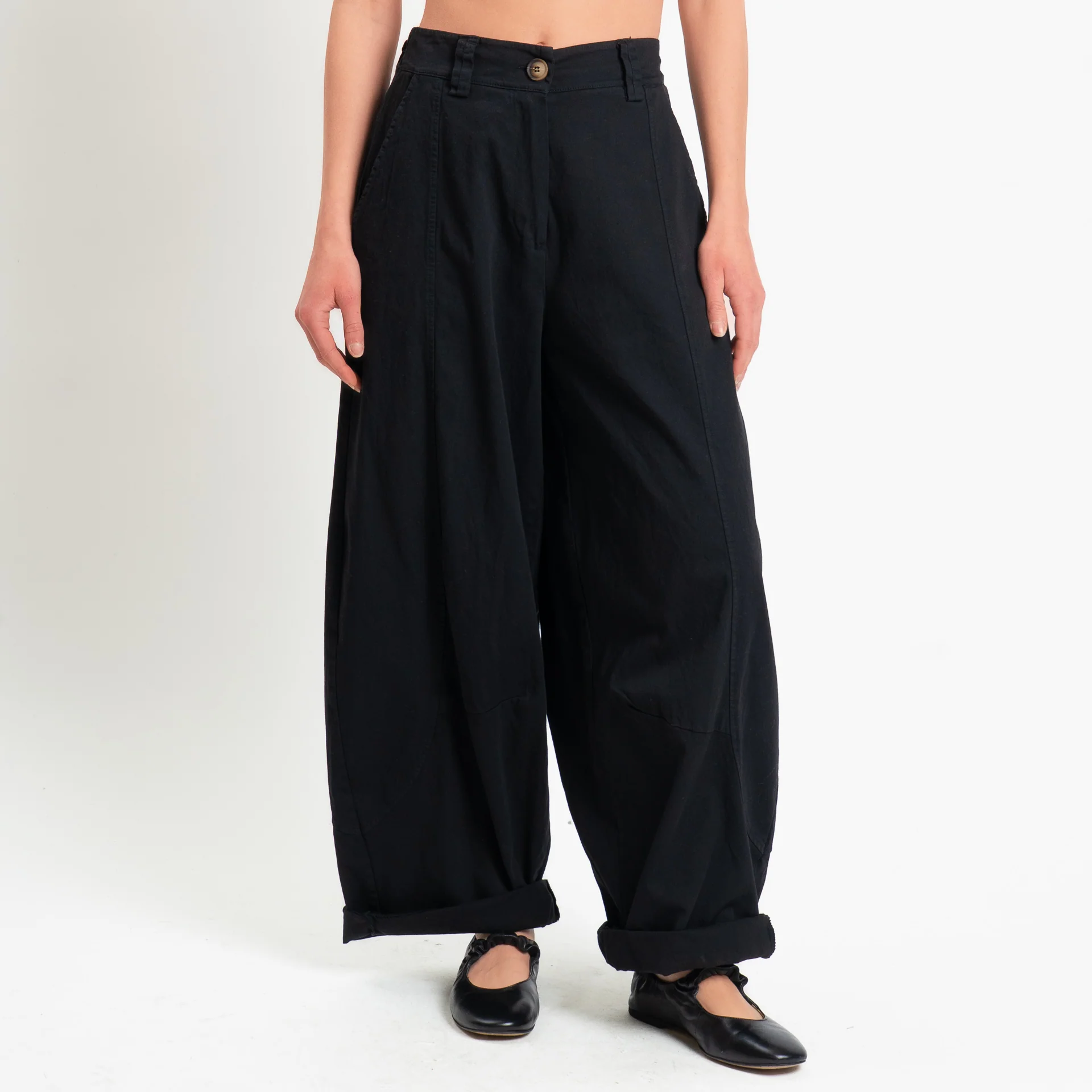 Motel-Pantalone barrel elastico dietro - nero - Image 2