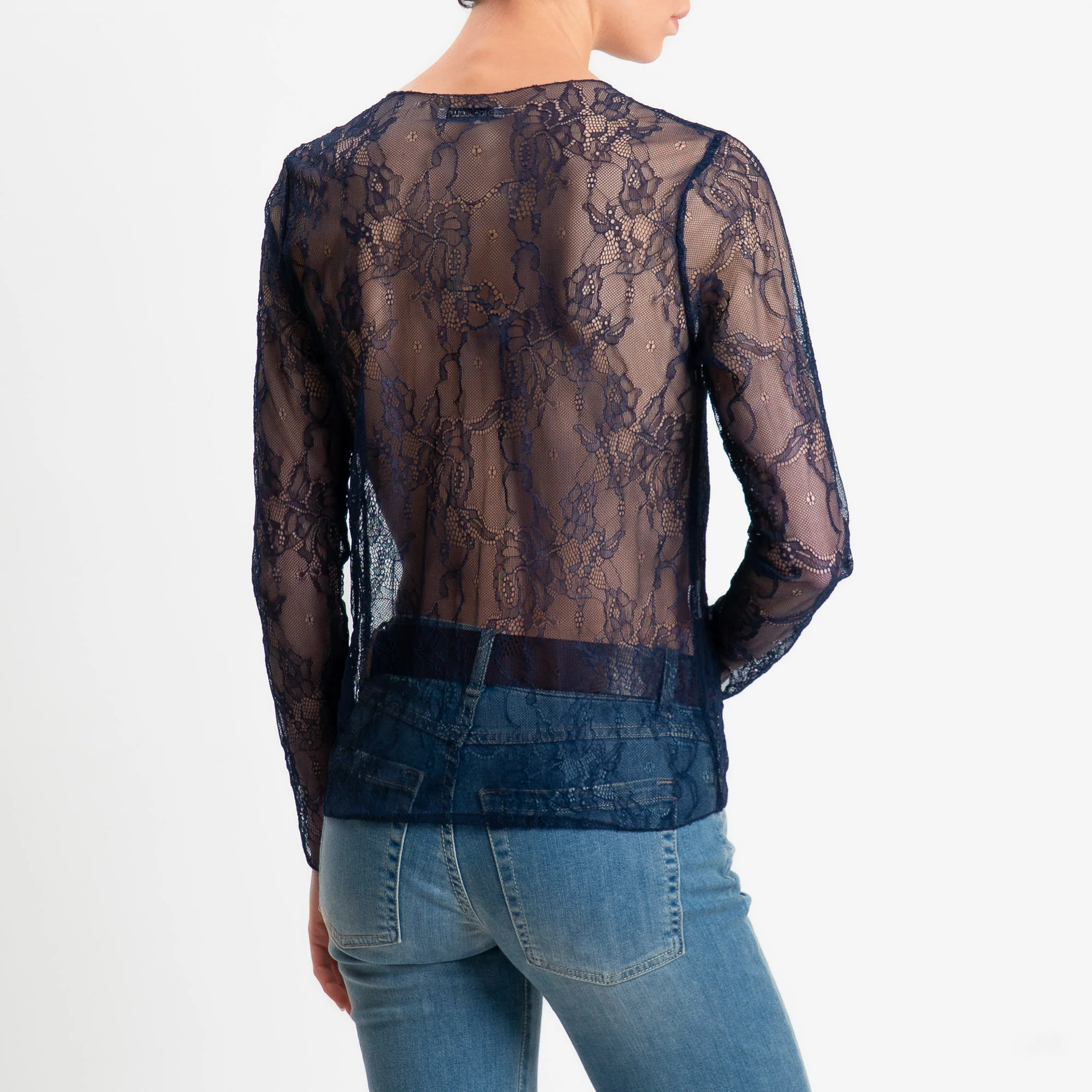 Zeroassoluto-Blusa in pizzo elasticizzato - blu - Image 3