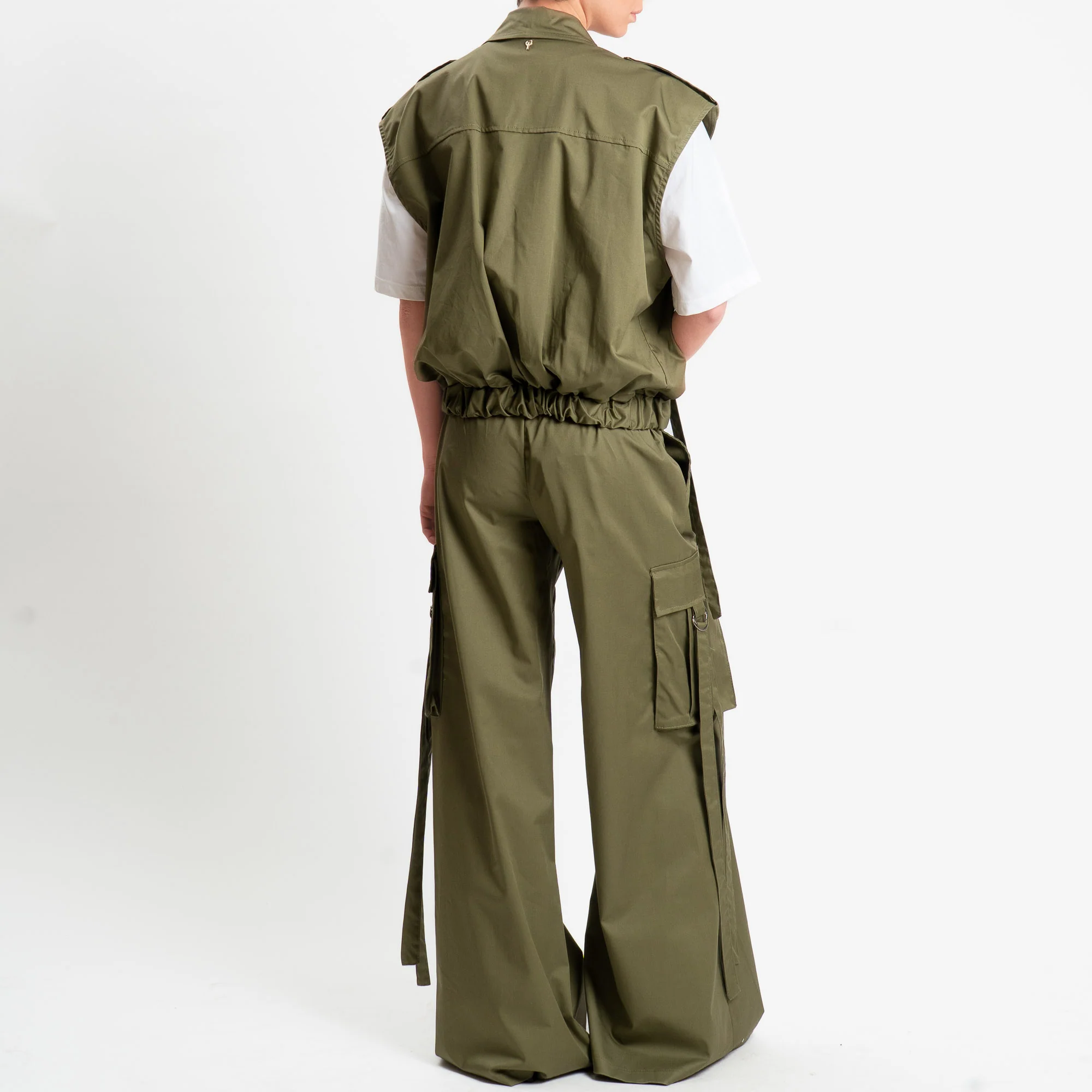 Philia Loft-Gilet in popeline con tasche - militare - Image 3