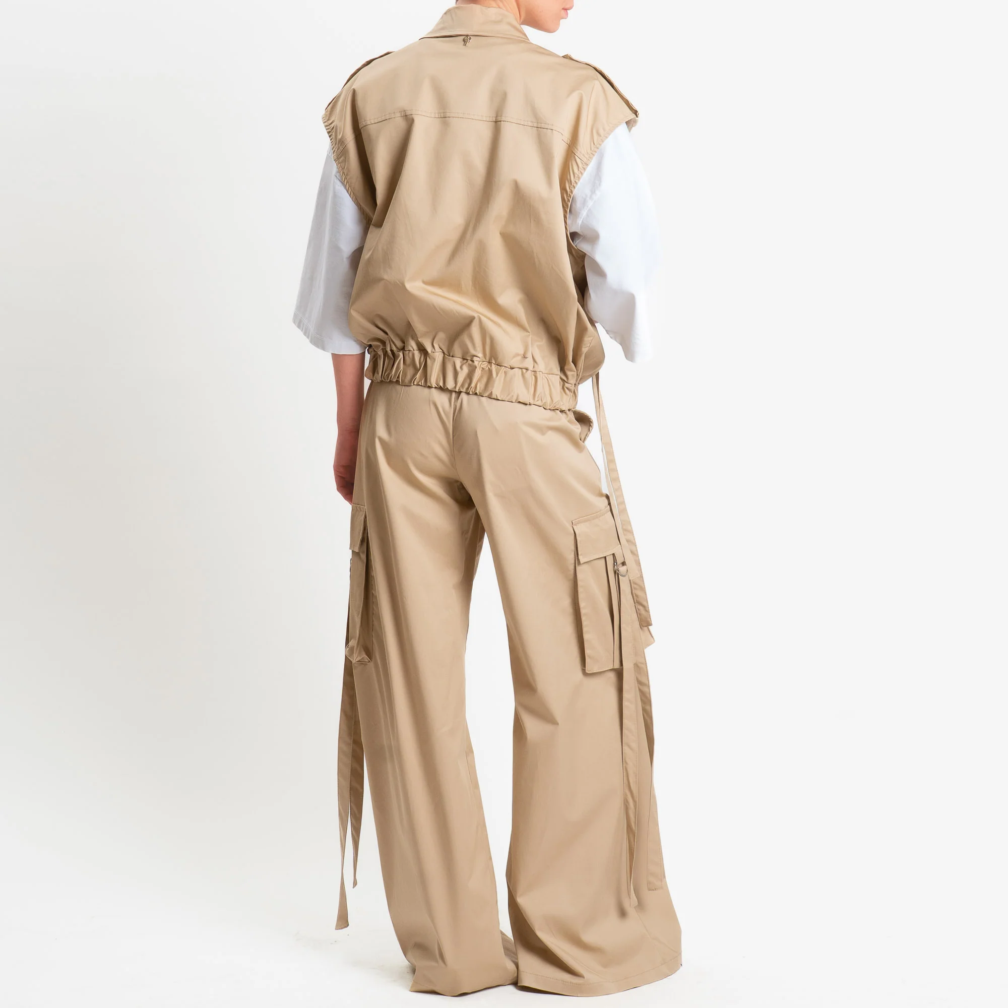 Philia Loft-Gilet in popeline con tasche - sabbia - Image 4