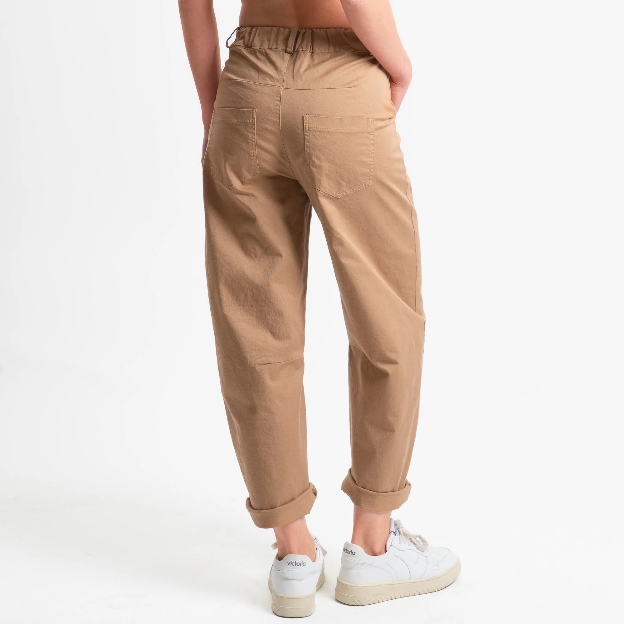 Motel-Pantalone barrel cotone elasticizzato - biscotto - Image 3