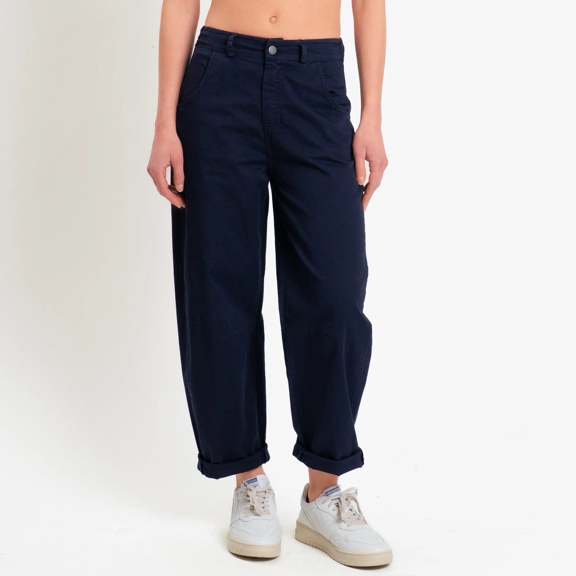 Motel-Pantalone barrel cotone elasticizzato - blu - Image 2