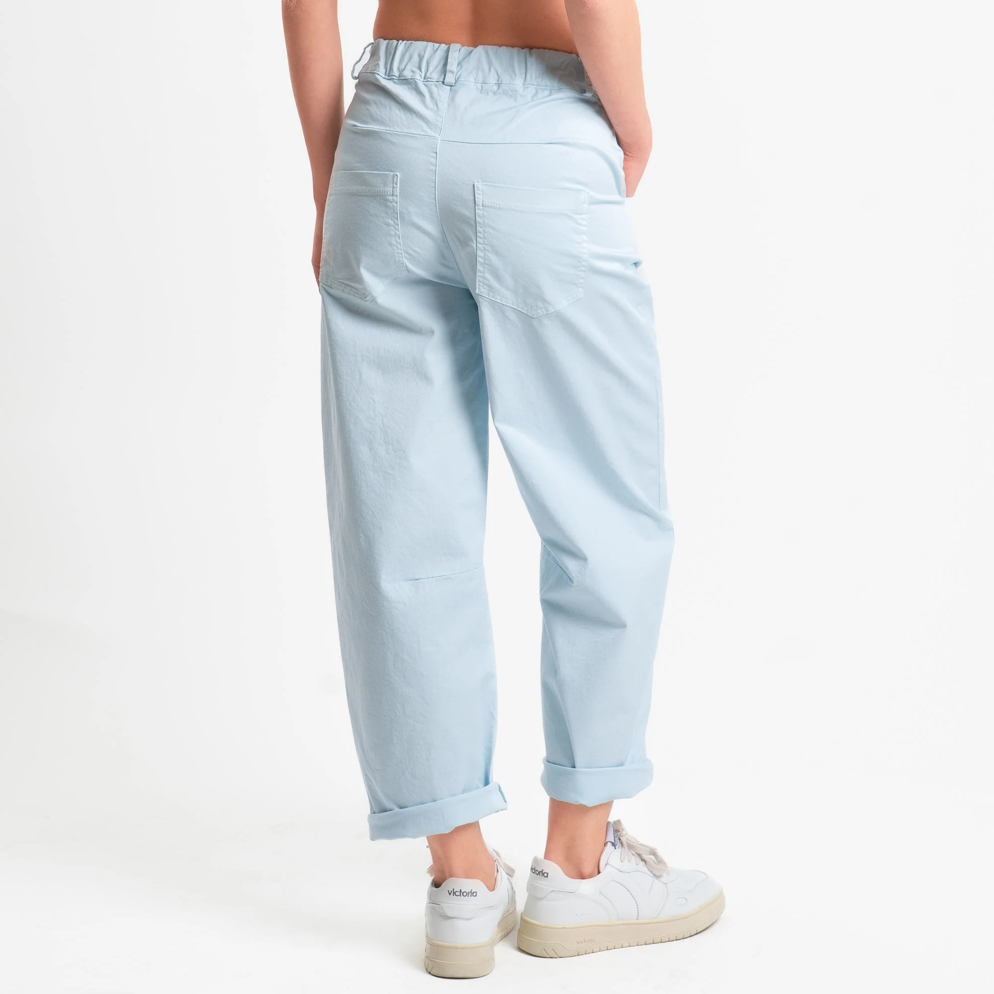 Motel-Pantalone barrel cotone elasticizzato - celeste - Image 3