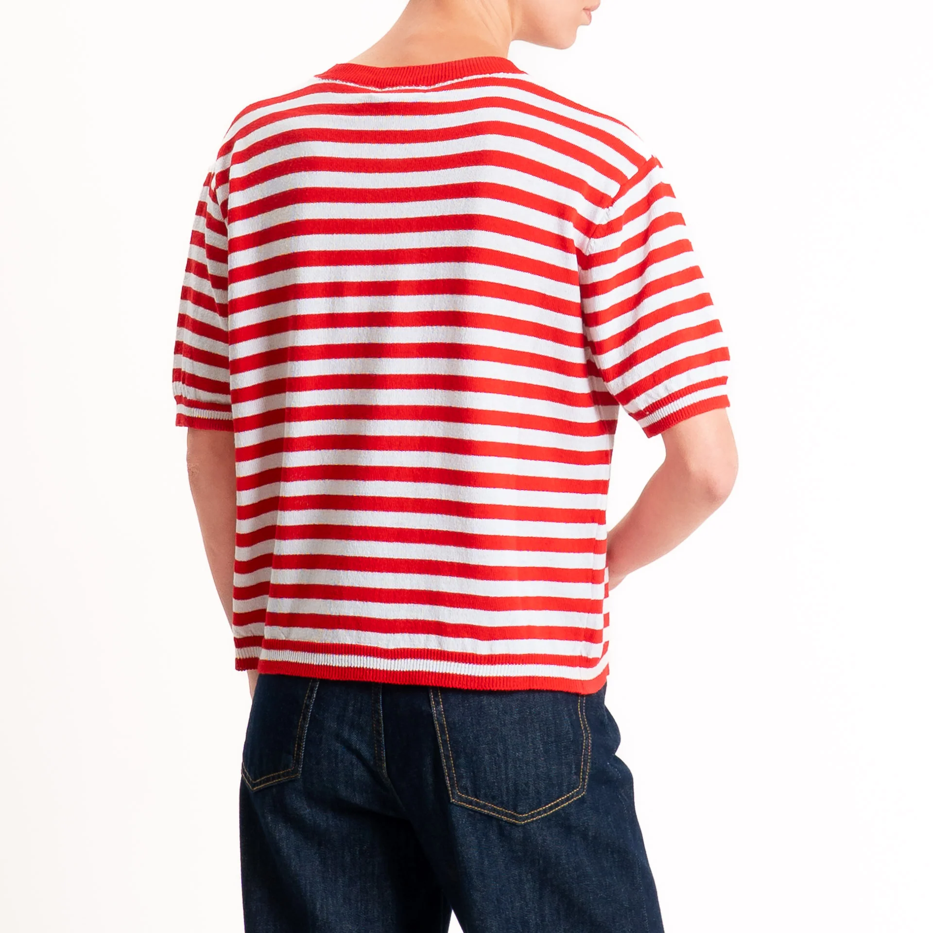 Motel-Maglia righe mezza manica misto cotone - rosso/bianco - Image 3