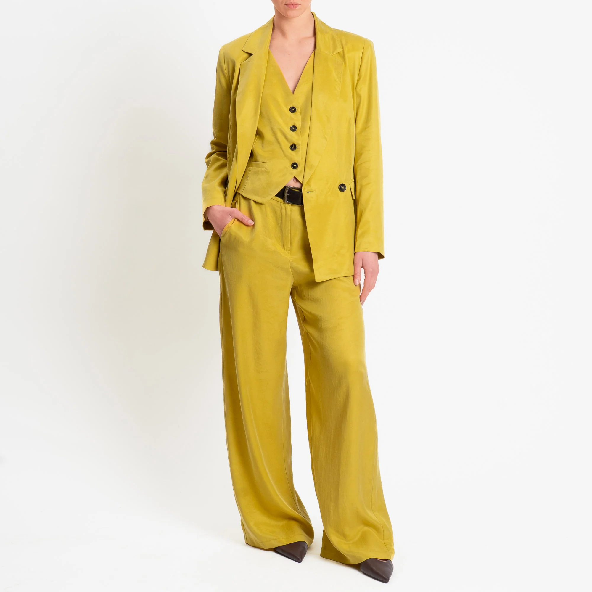 Tensione in-Pantalone wide leg tessuto cupro - girasole - Image 3