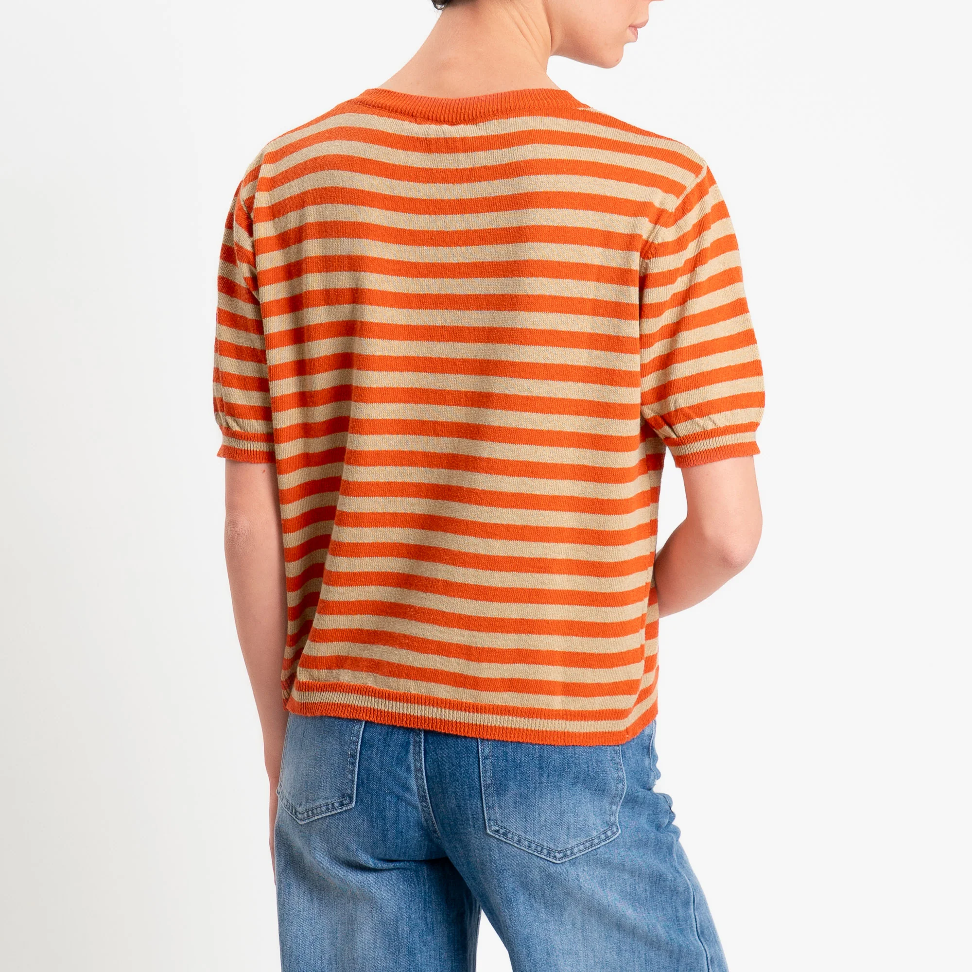 Tensione in-Maglia righe mezza manica - rame/sand/rame - Image 3