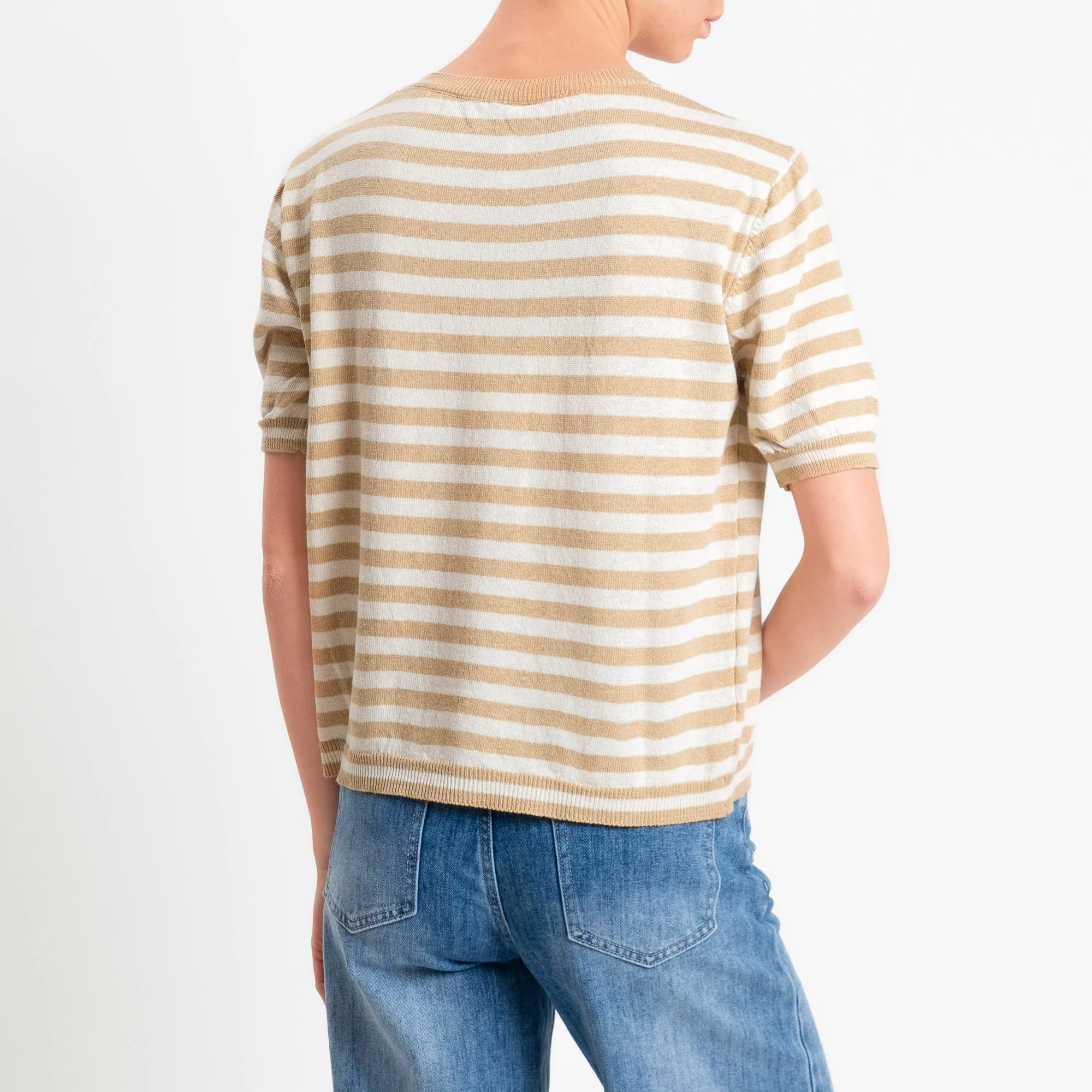 Tensione in-Maglia righe mezza manica - sand/latte/sand - Image 3