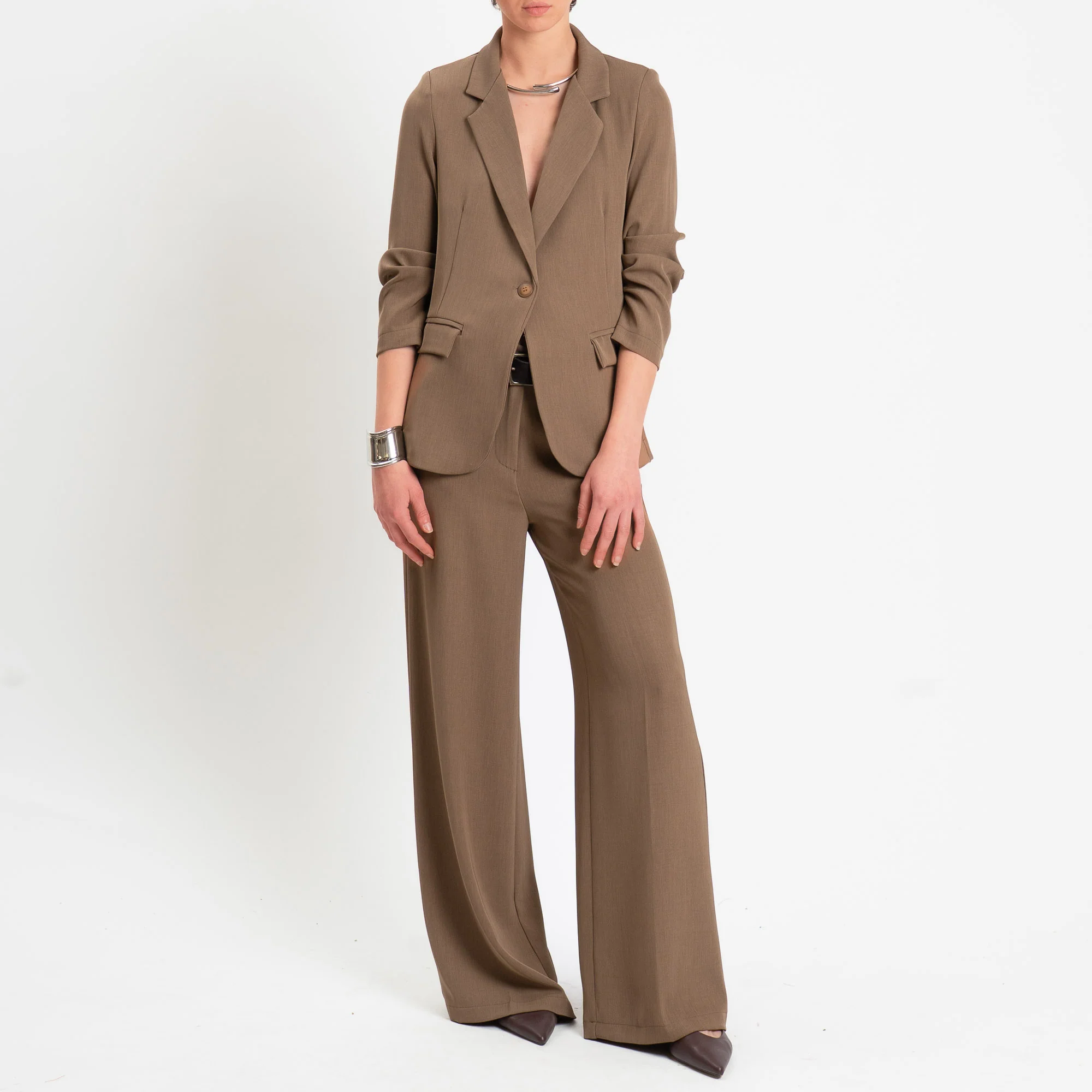 Zeroassoluto-Pantalone BENNY tessuto fluido crêpe - nocciola - Image 3