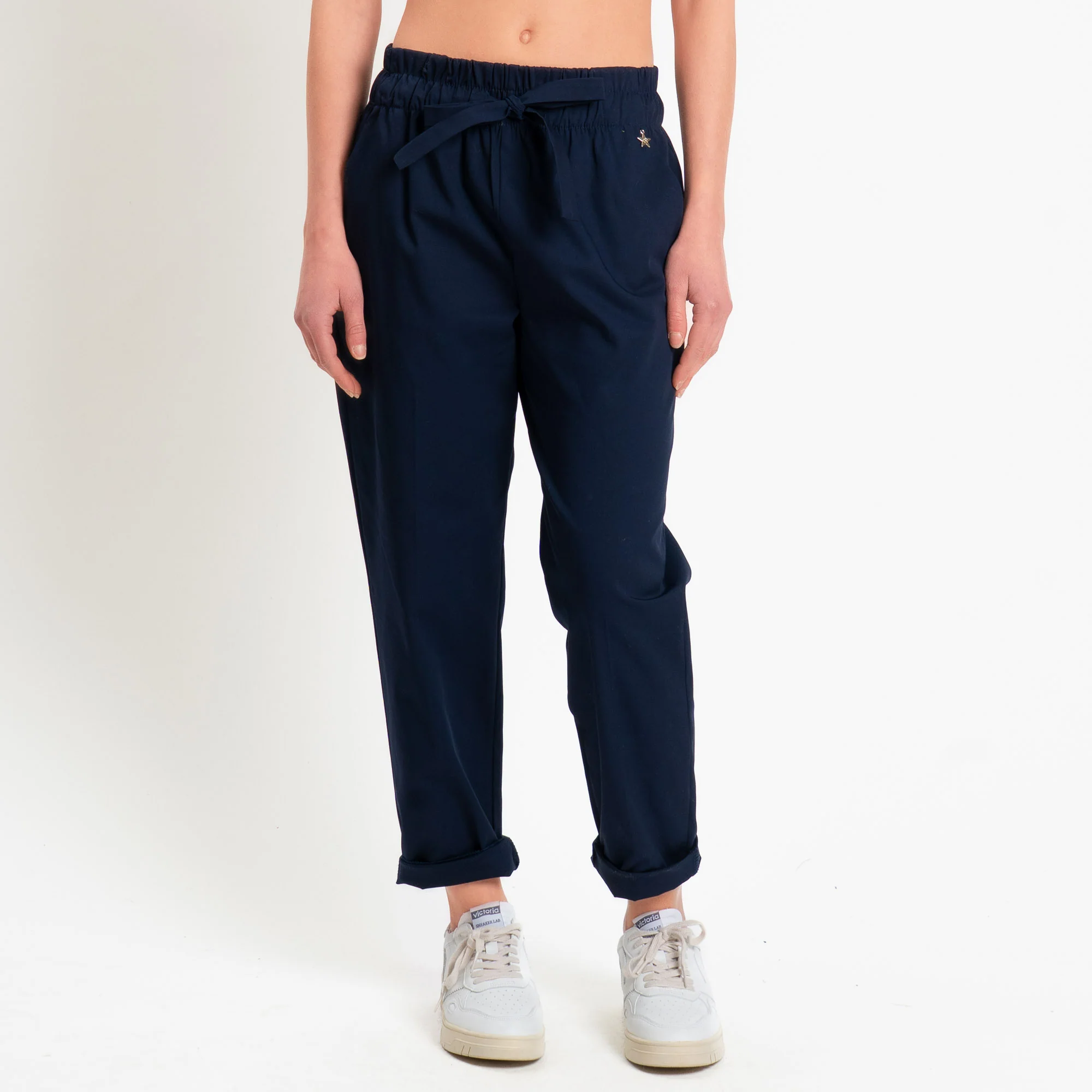 Souvenir-Pantalone cotone elasticizzato con coulisse - blu - Image 2