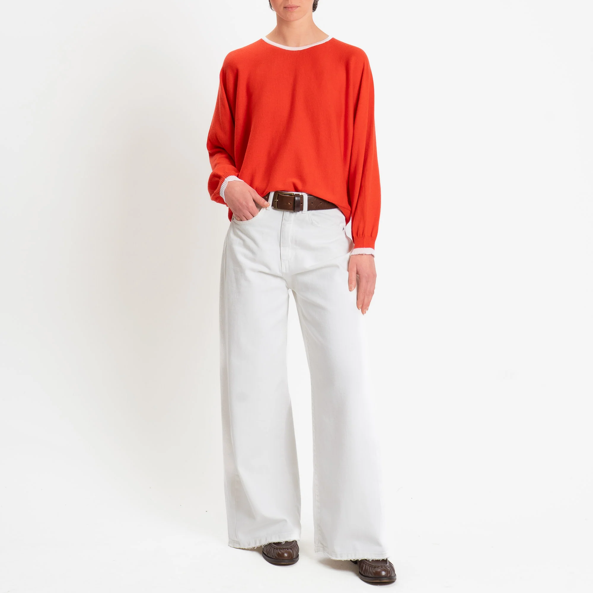 Motel-Maglia scatola bicolore - off white/coral - Image 2