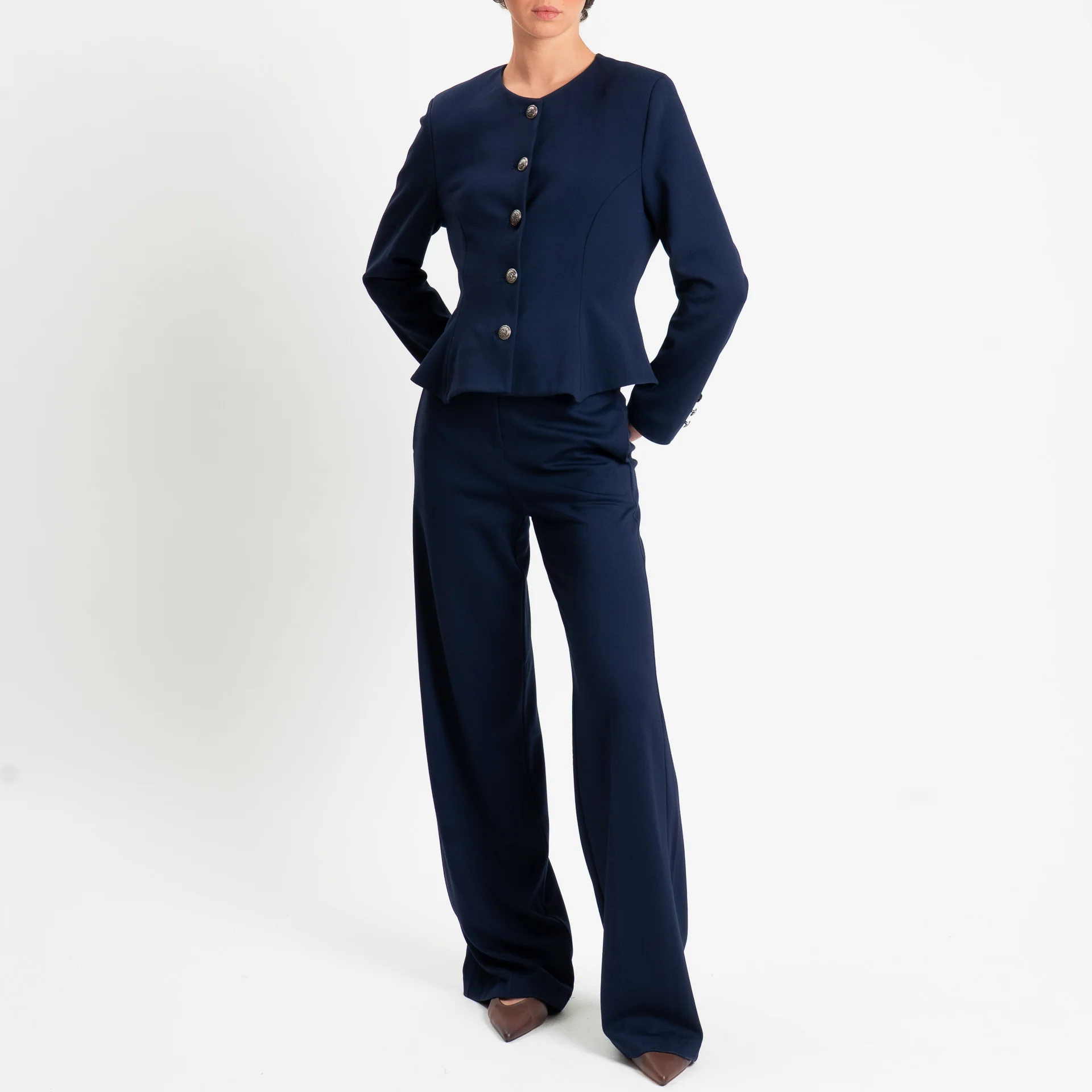 Tensione in-Pantalone punto milano wide leg fit - blu - Image 4