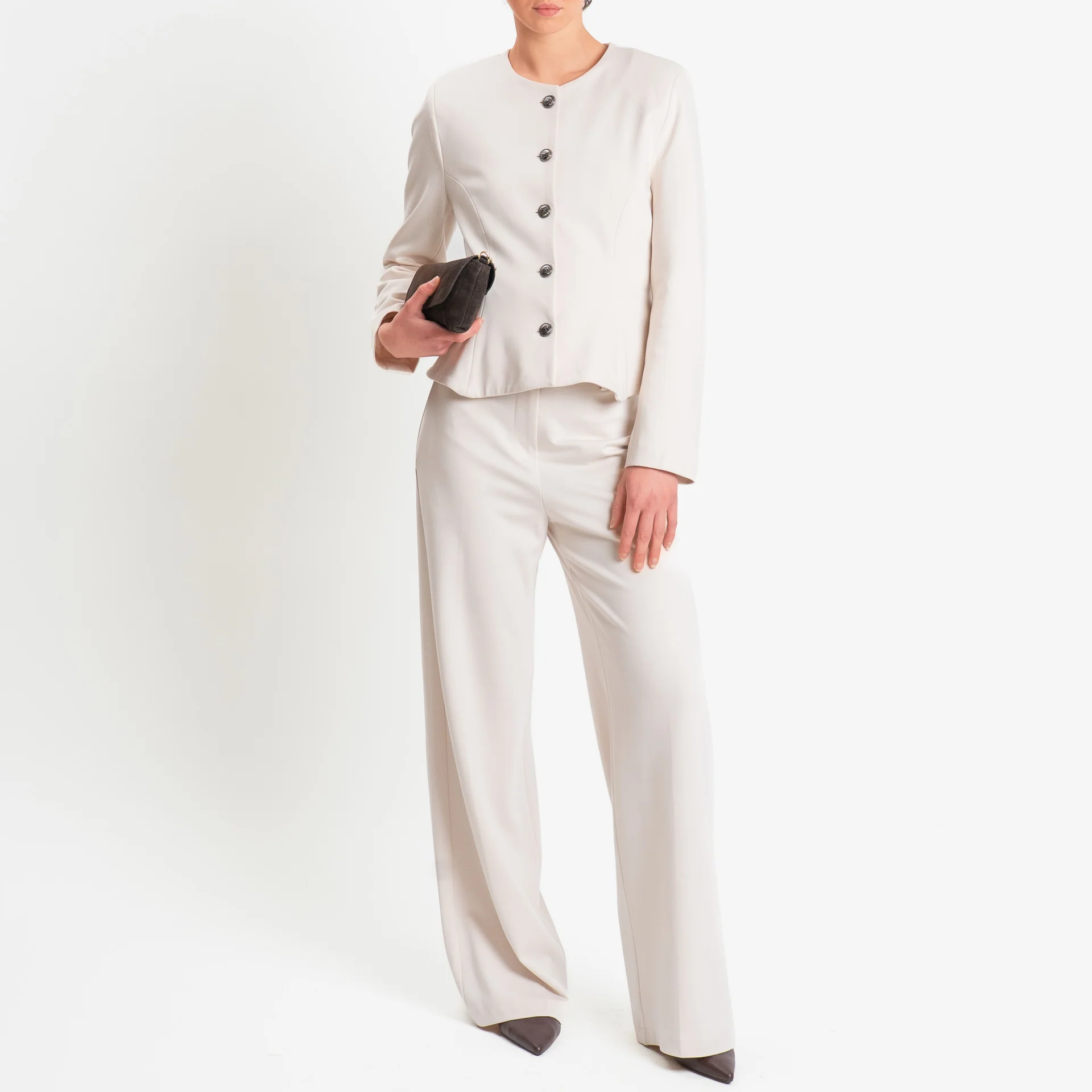 Tensione in-Pantalone punto milano wide leg fit - gesso - Image 5