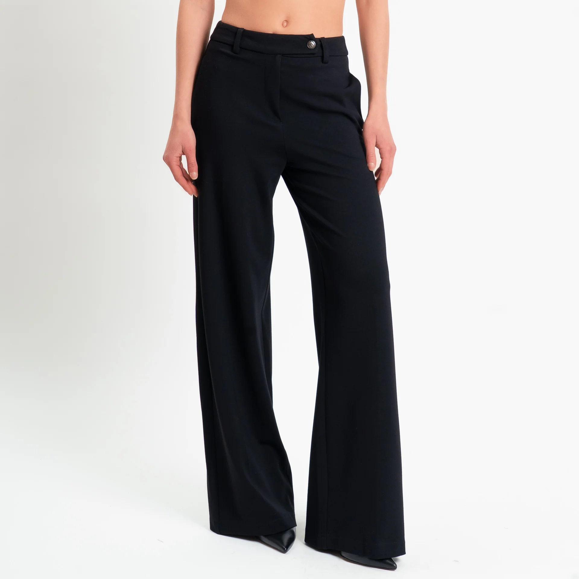 Tensione in-Pantalone punto milano wide leg fit - nero - Image 2