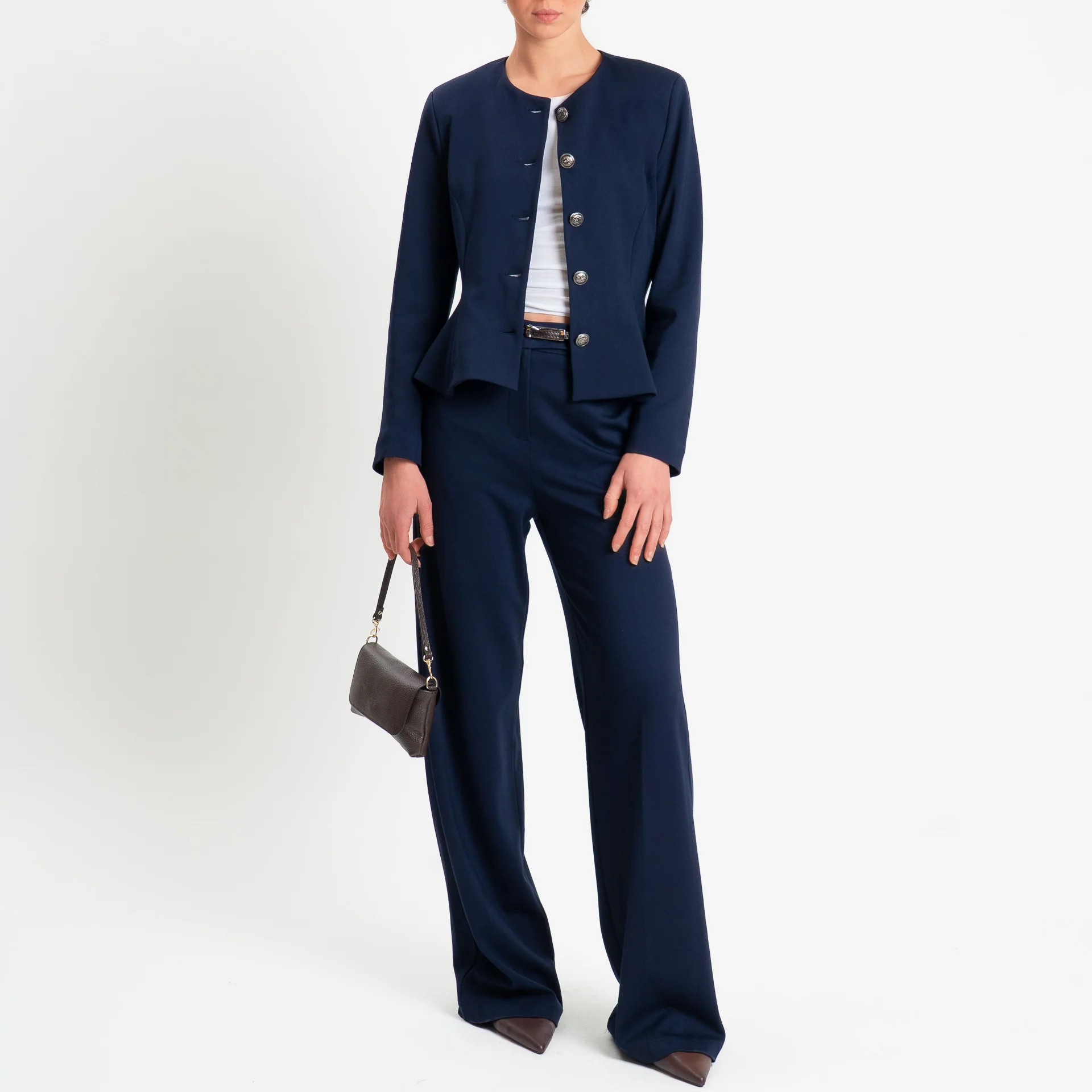 Tensione in-Giacca punto milano con spalline - blu