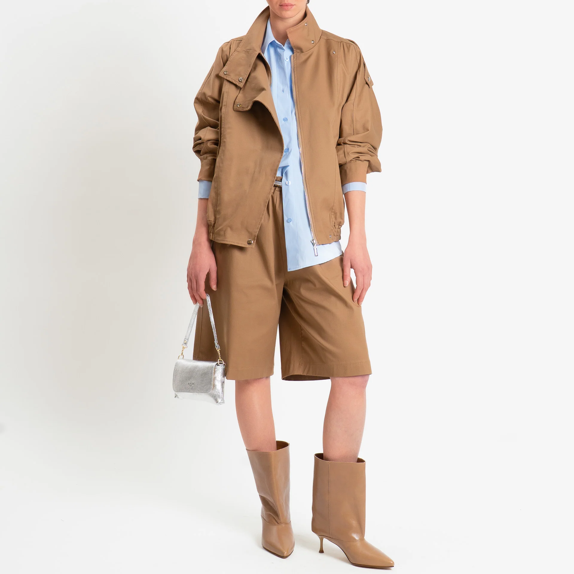 Tensione in-Bermuda in cotone elasticizzato - camel - Image 3