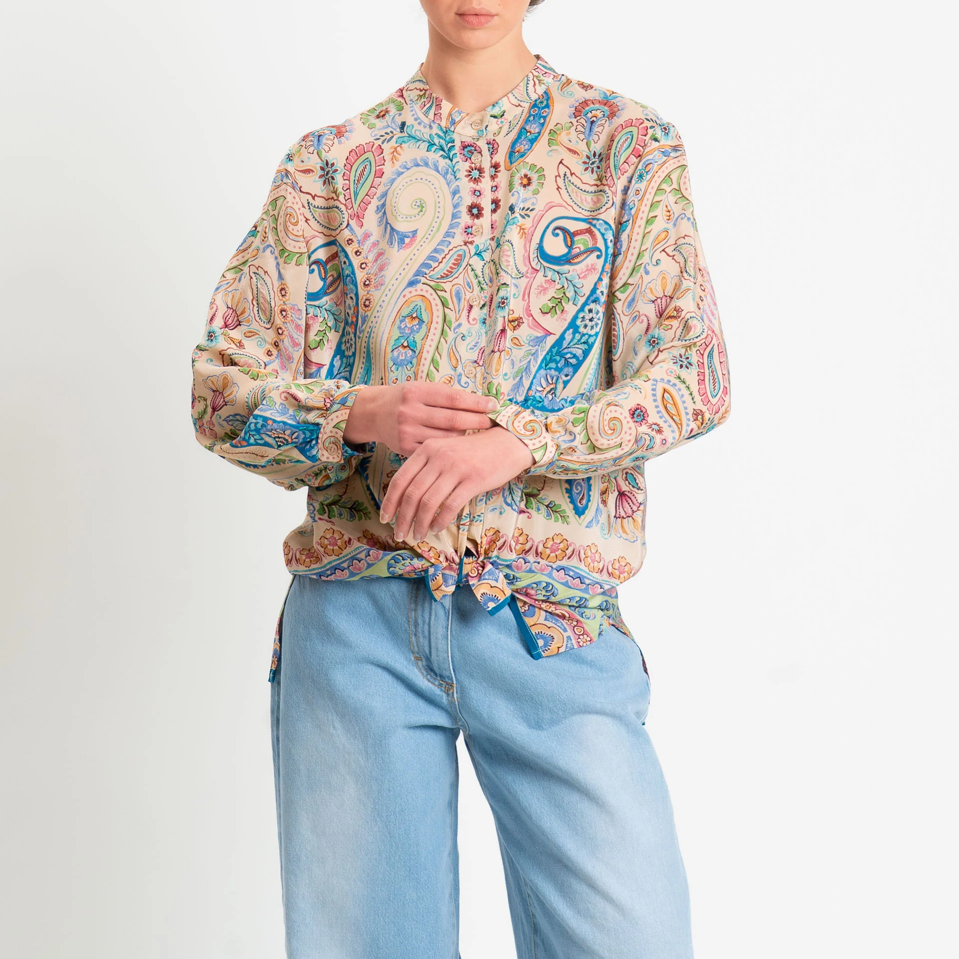 Dixie-Camicia fantasia spacchi laterali - sand/turchese/verde - Image 2