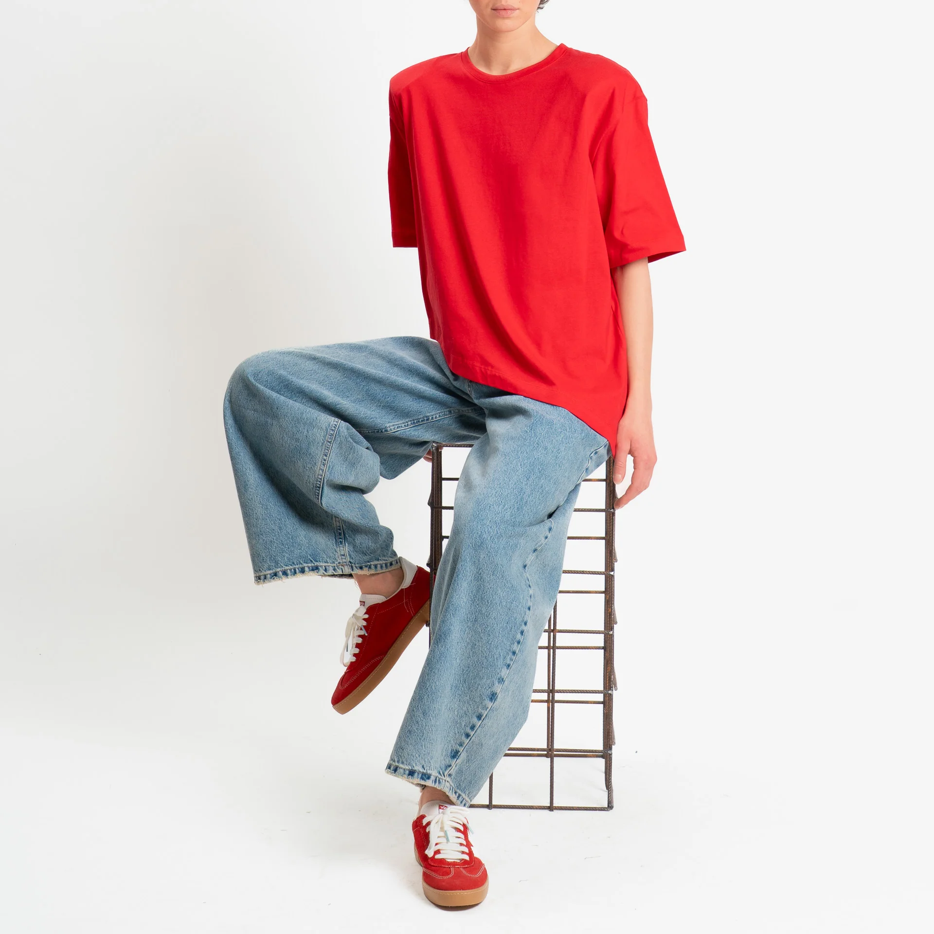 Dixie-T-shirt asimmetrica con spalline - rosso