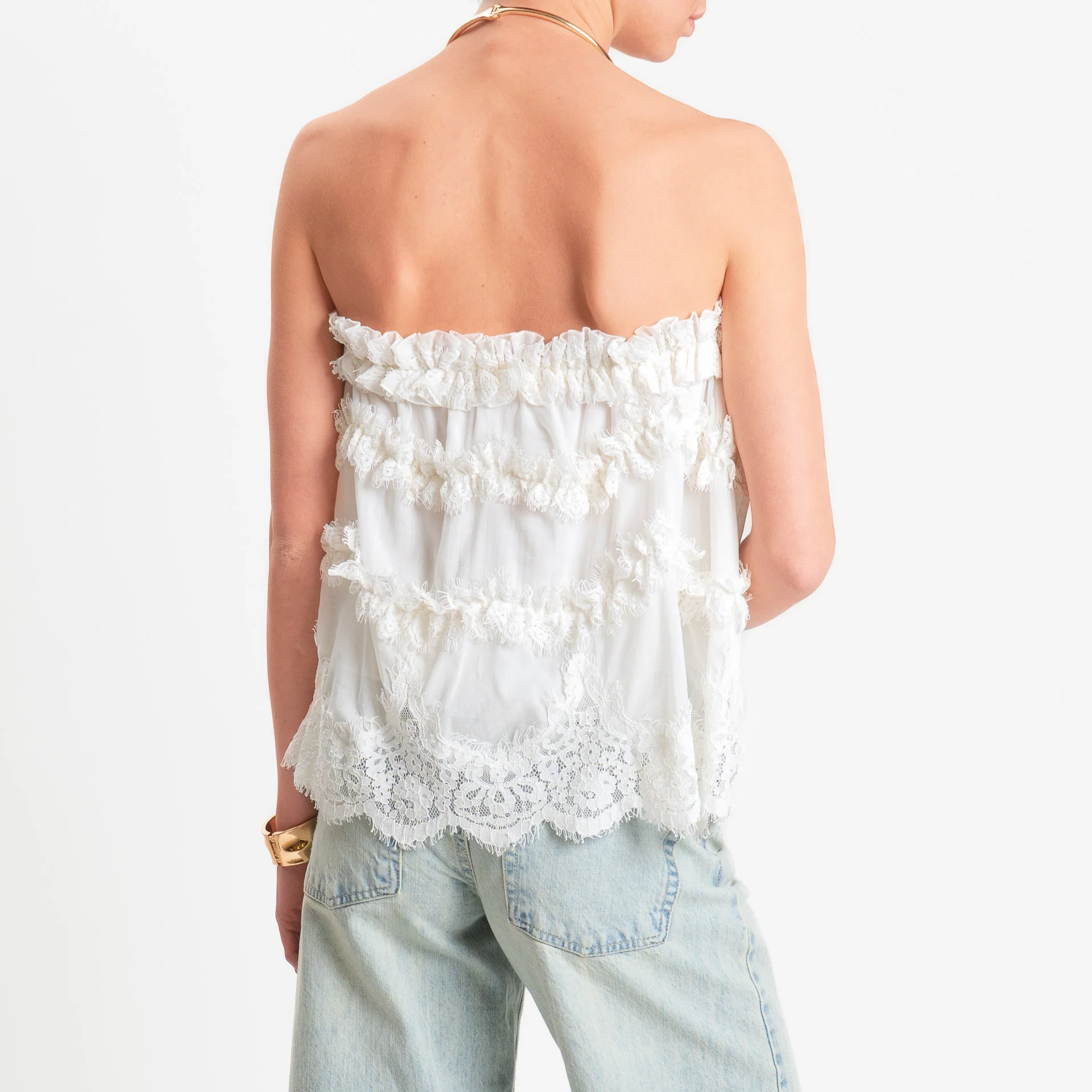 Tensione in-Top fascia con pizzo - panna - Image 3