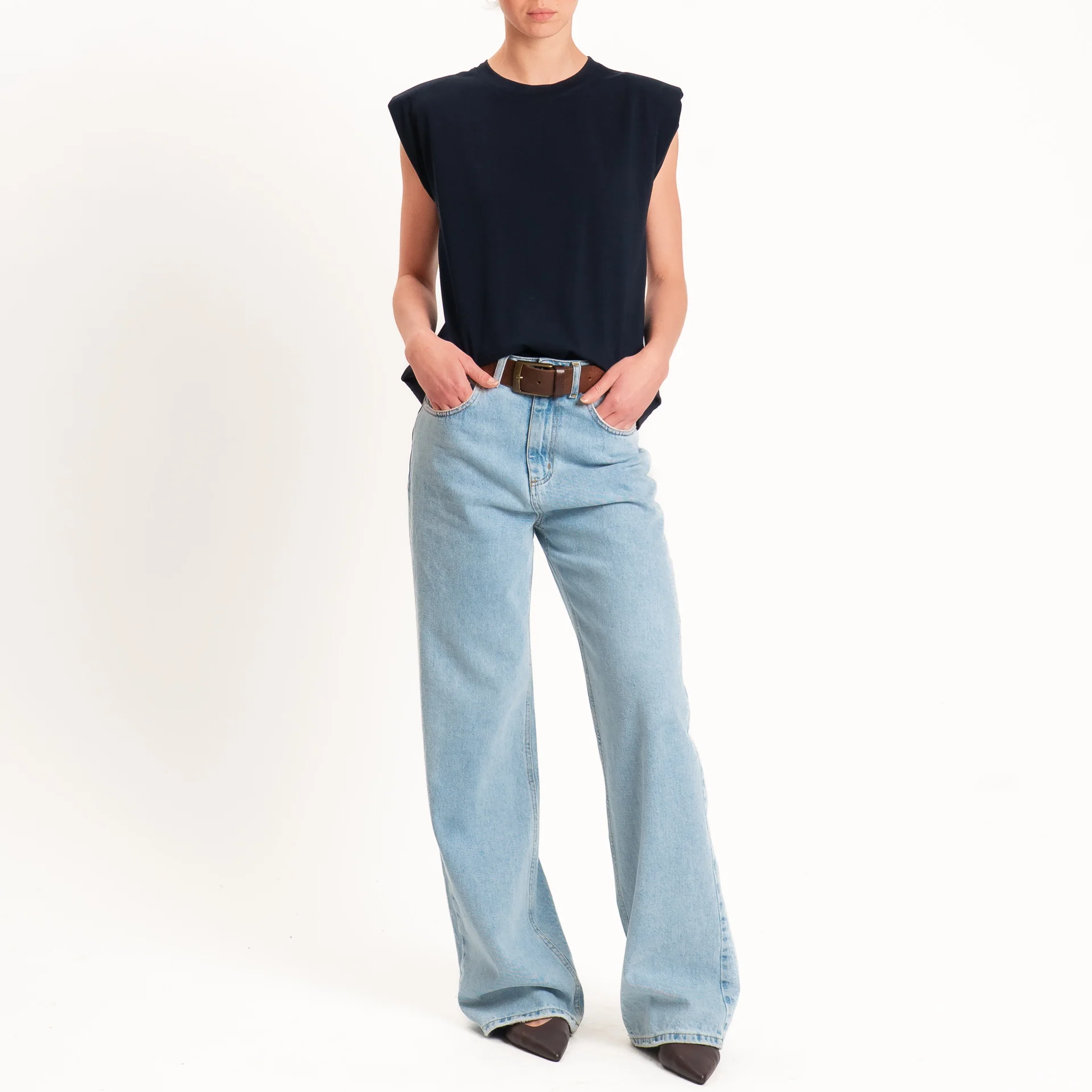 Haveone-T-shirt smanicata con spalline - Blu - Image 2