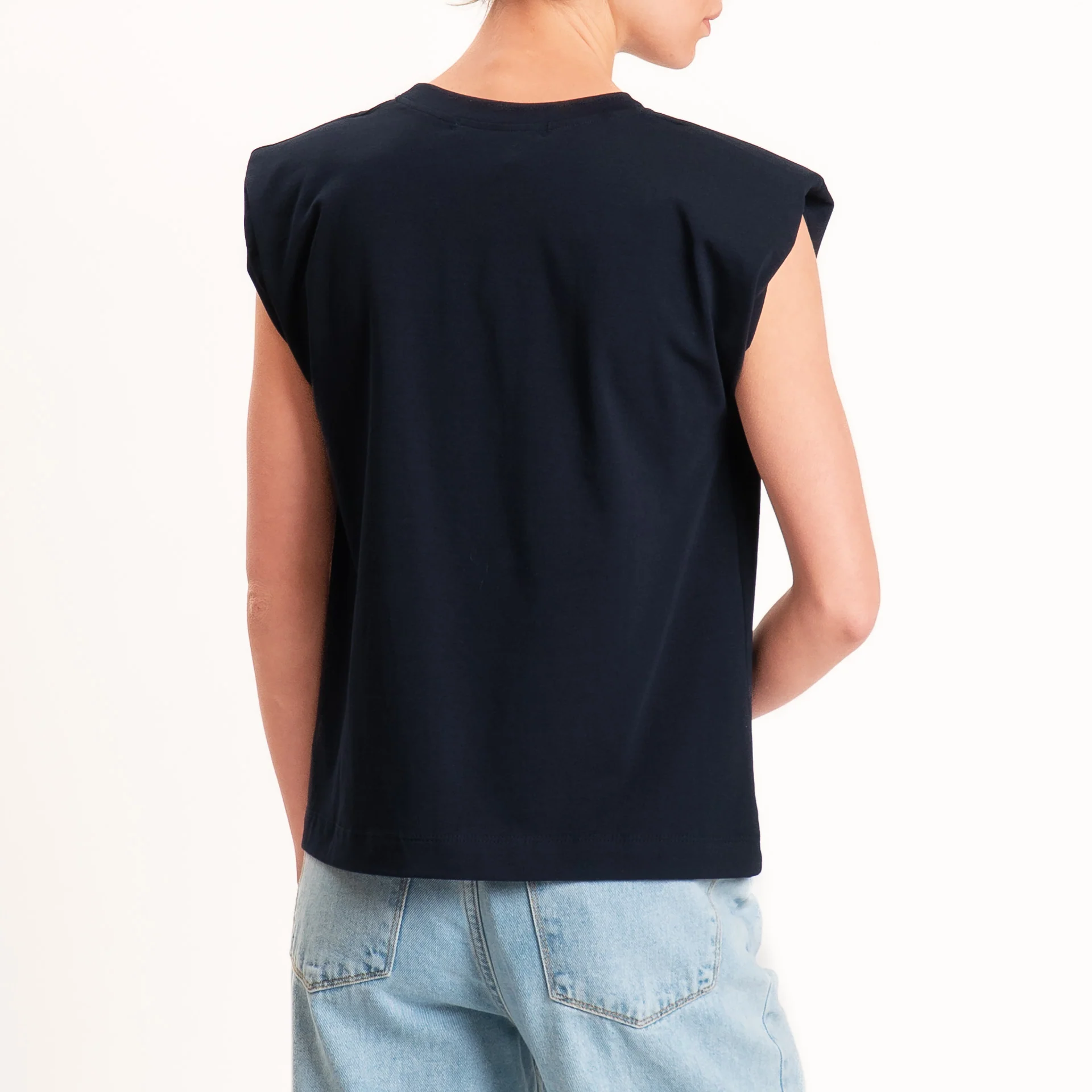 Haveone-T-shirt smanicata con spalline - Blu - Image 3