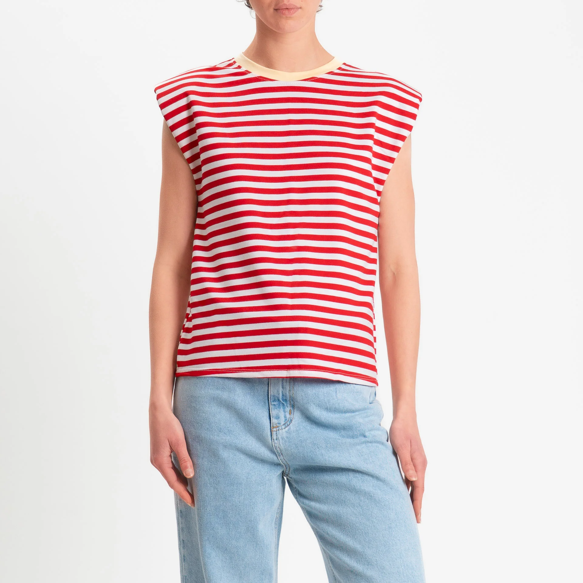 Haveone-T-shirt a righe con spalline - giallo/bianco/rosso - Image 2