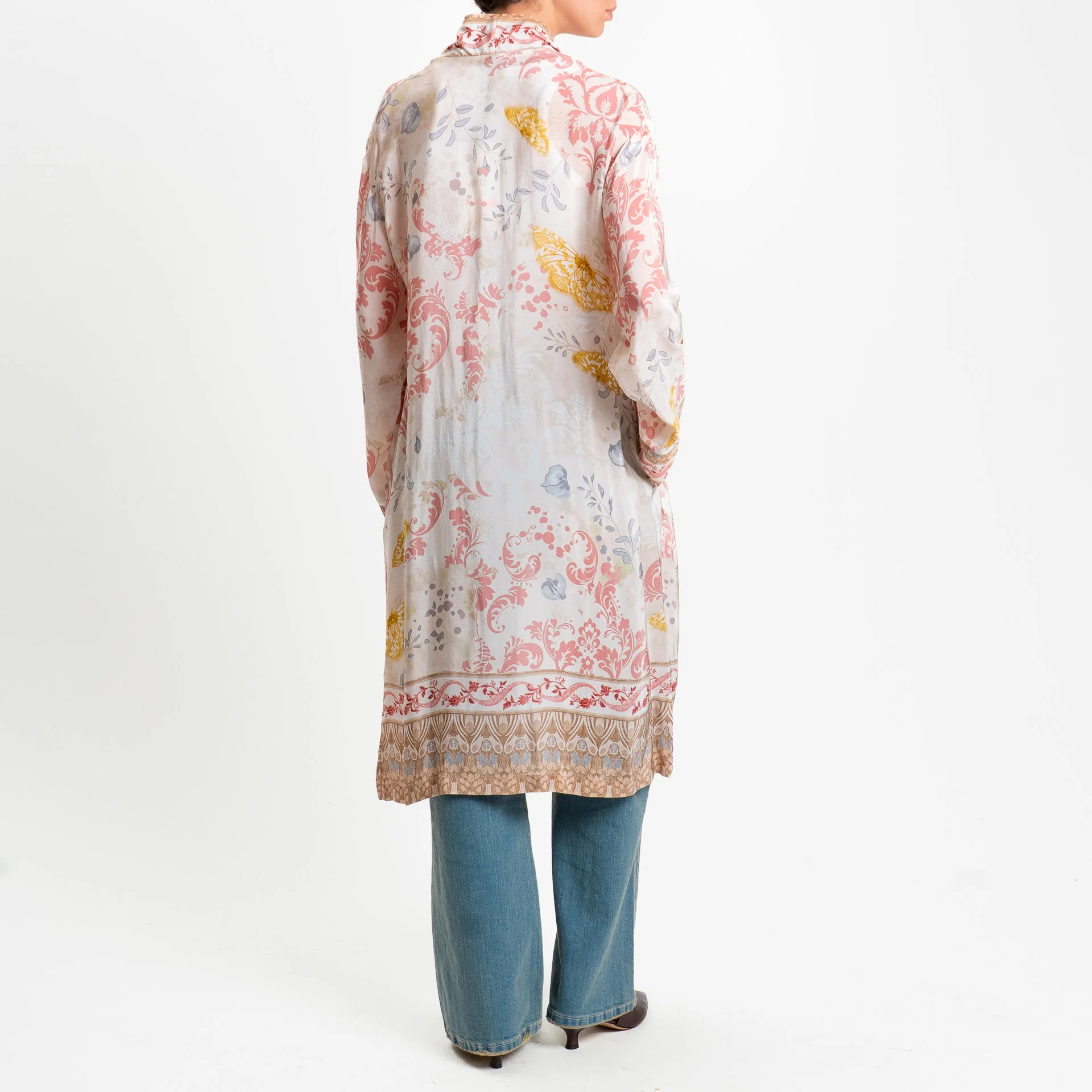 Wu'side-Kimono lungo fantasia floreale - avorio/nocciola/blush - Image 3