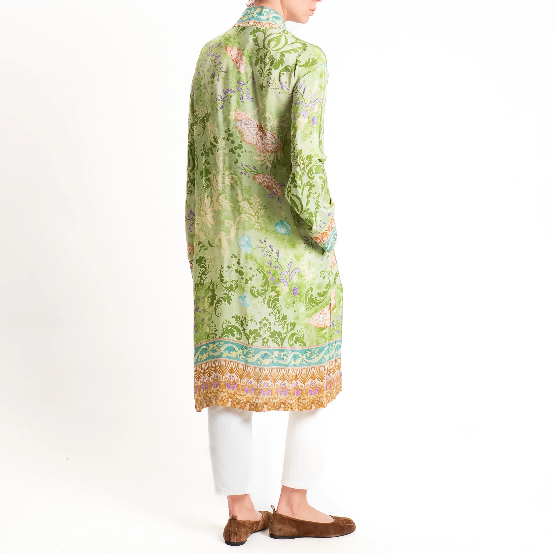 Wu'side-Kimono lungo fantasia floreale - verde/cuoio/lilla - Image 3