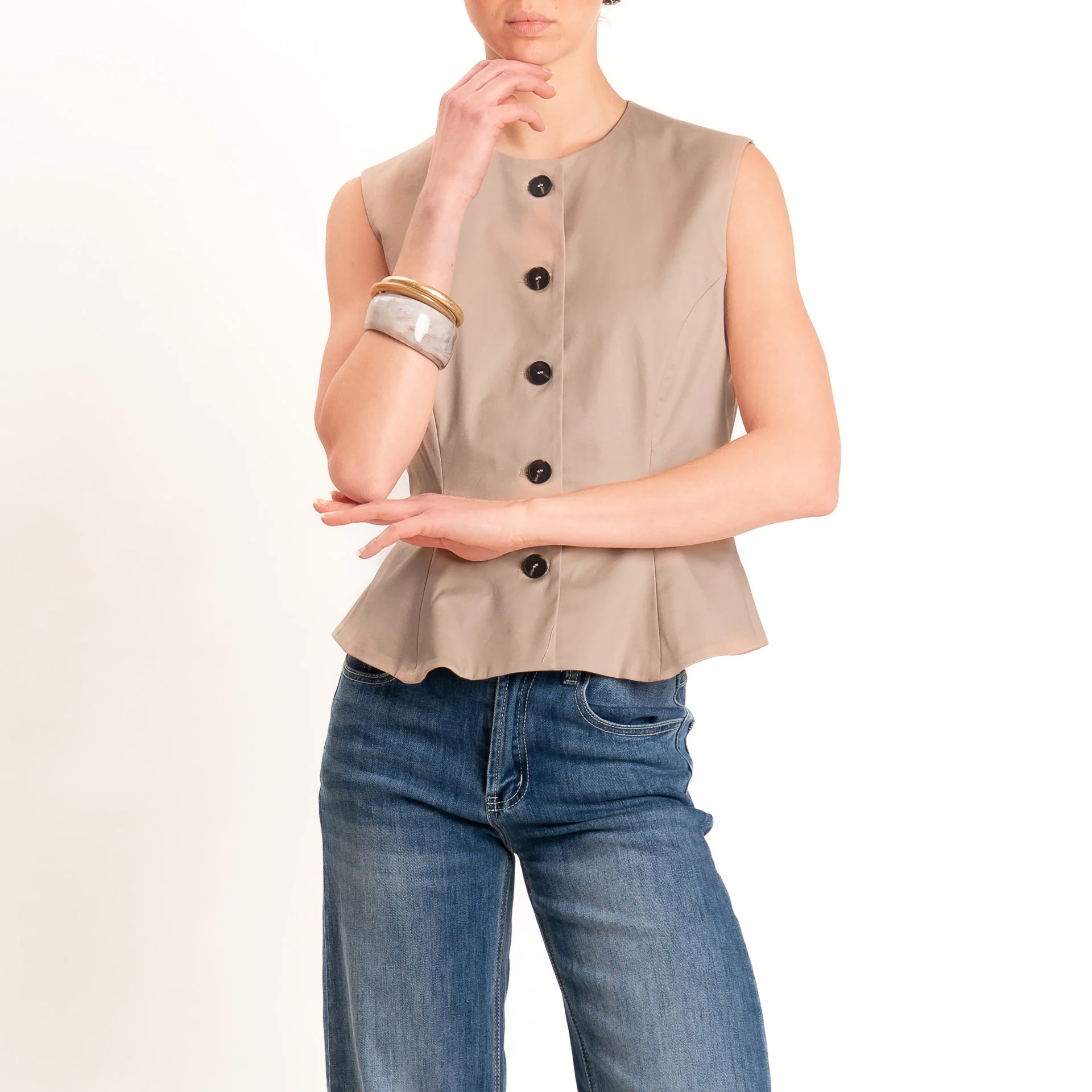 Tensione in-Gilet in cotone - beige - Image 2