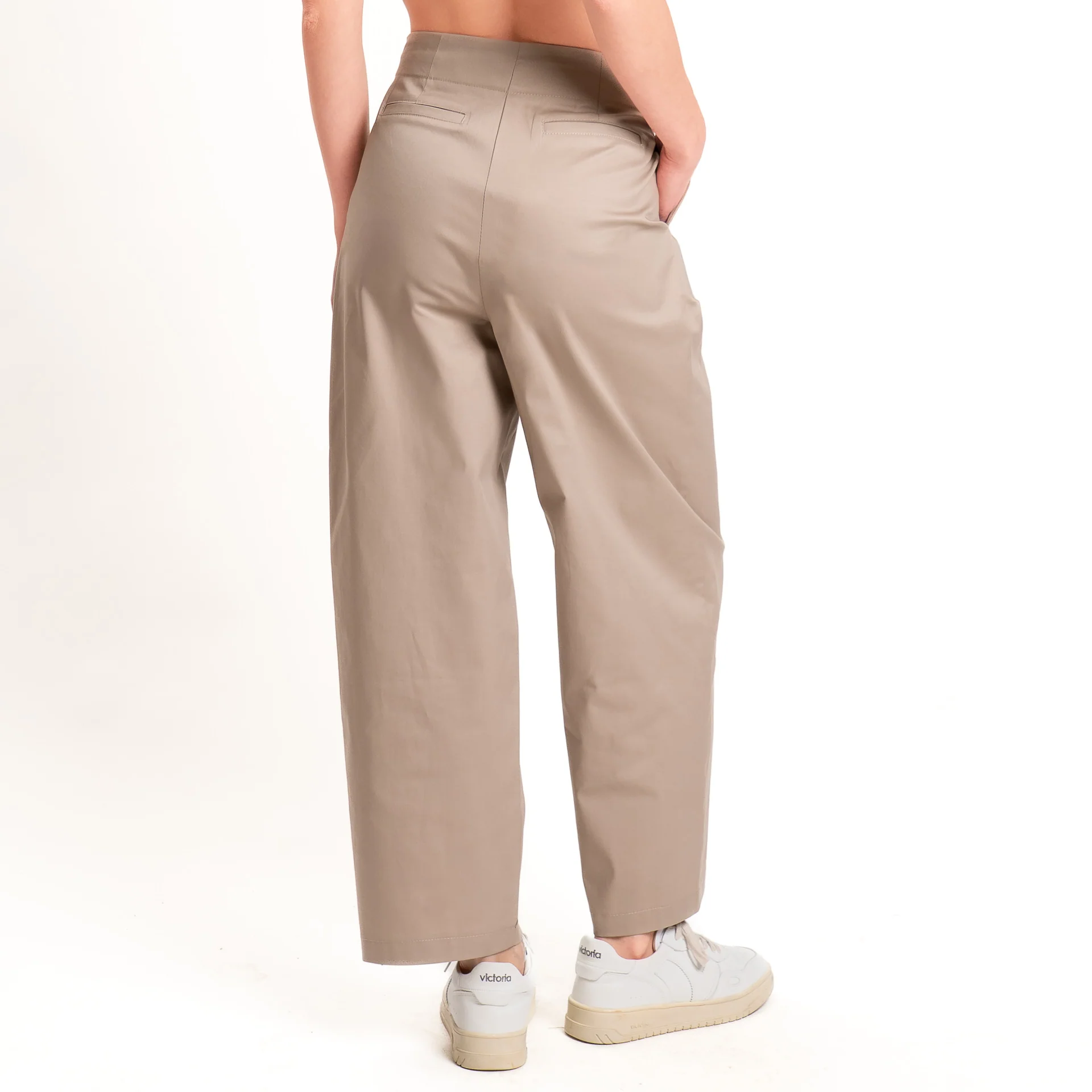 Tensione in-Pantalone in cotone con pinces - beige - Image 5