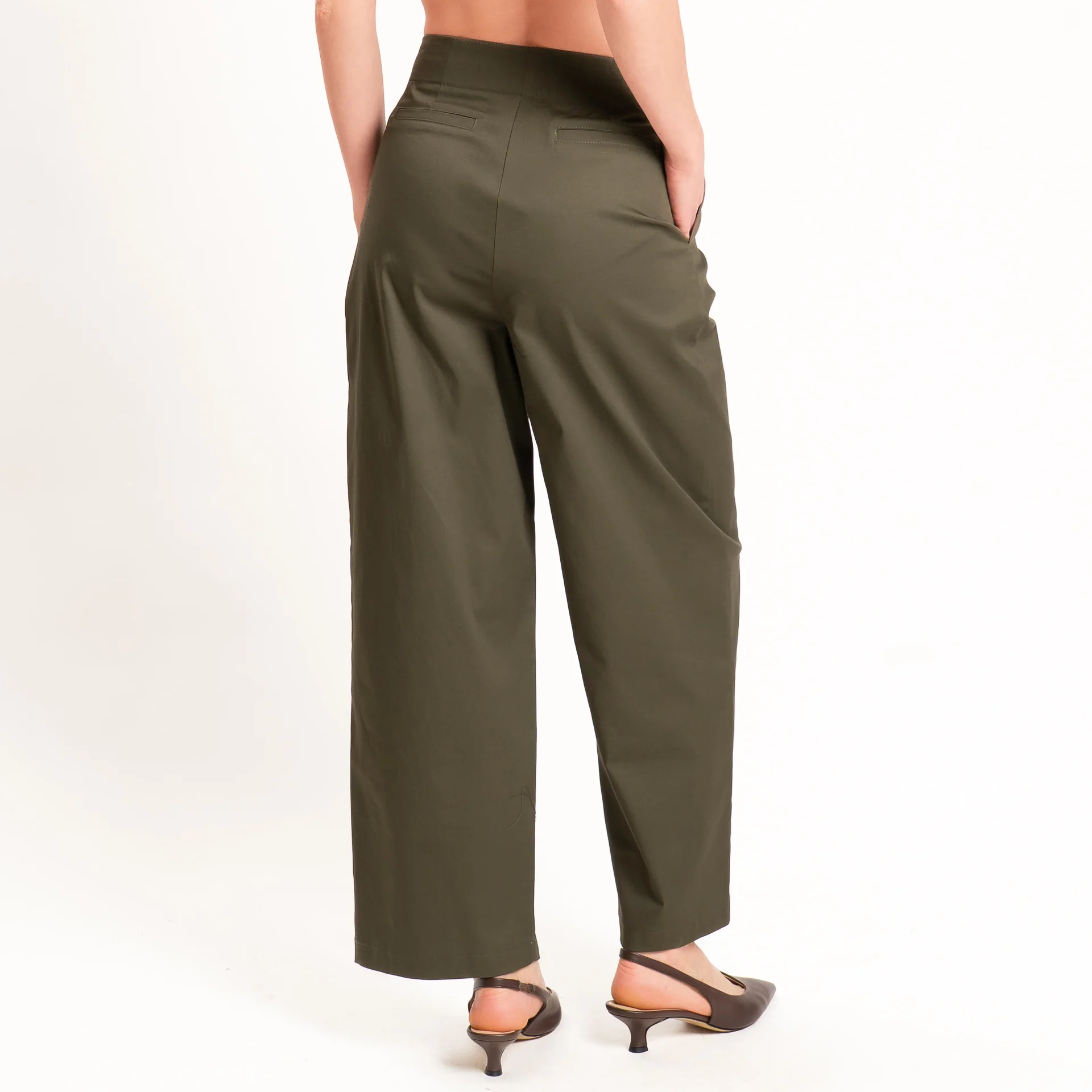 Tensione in-Pantalone in cotone con pinces - militare - Image 6