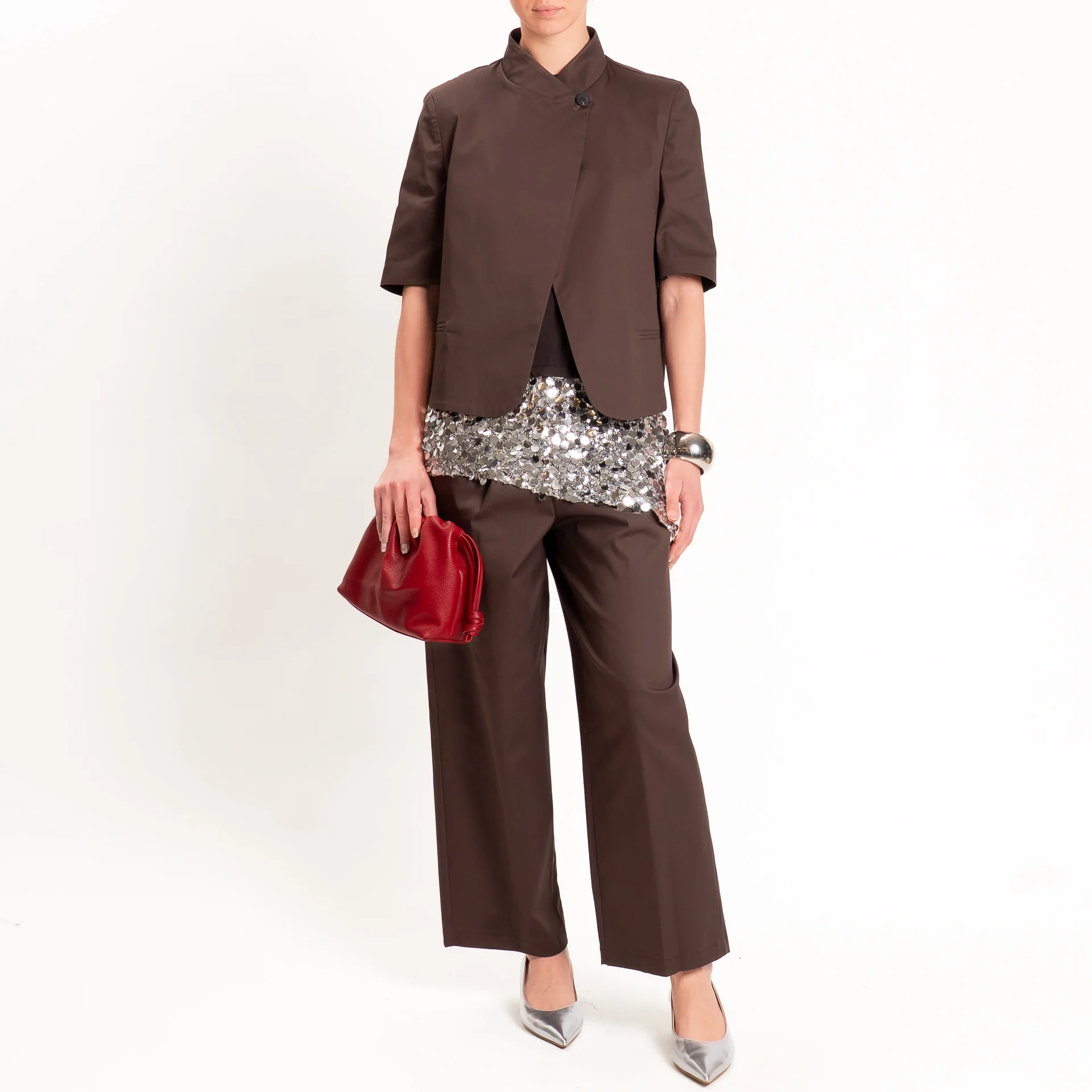 Tensione in-Pantalone in cotone con pinces - moro - Image 6