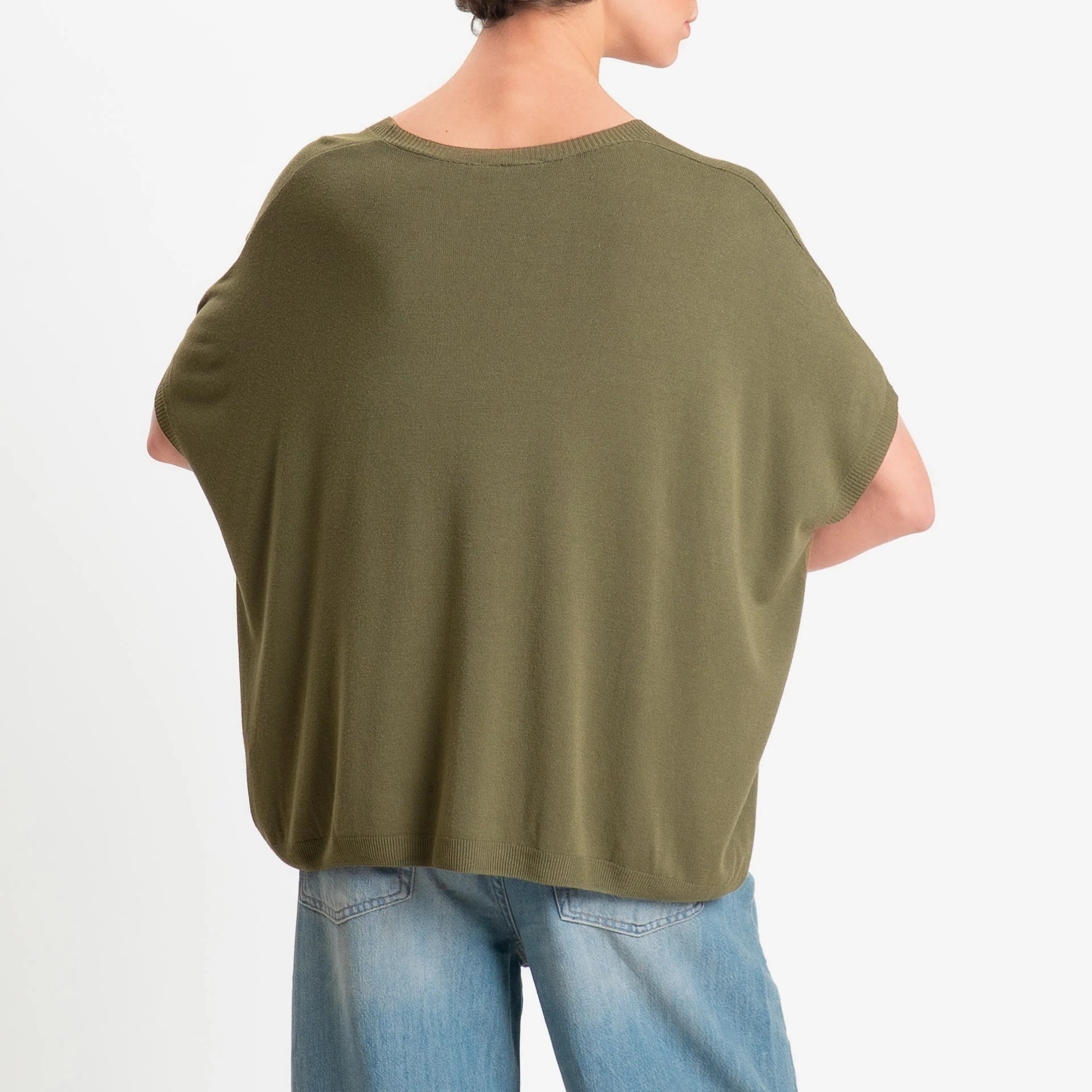 Zeroassoluto-Maglia scatola oversize scollo v - militare - Image 3