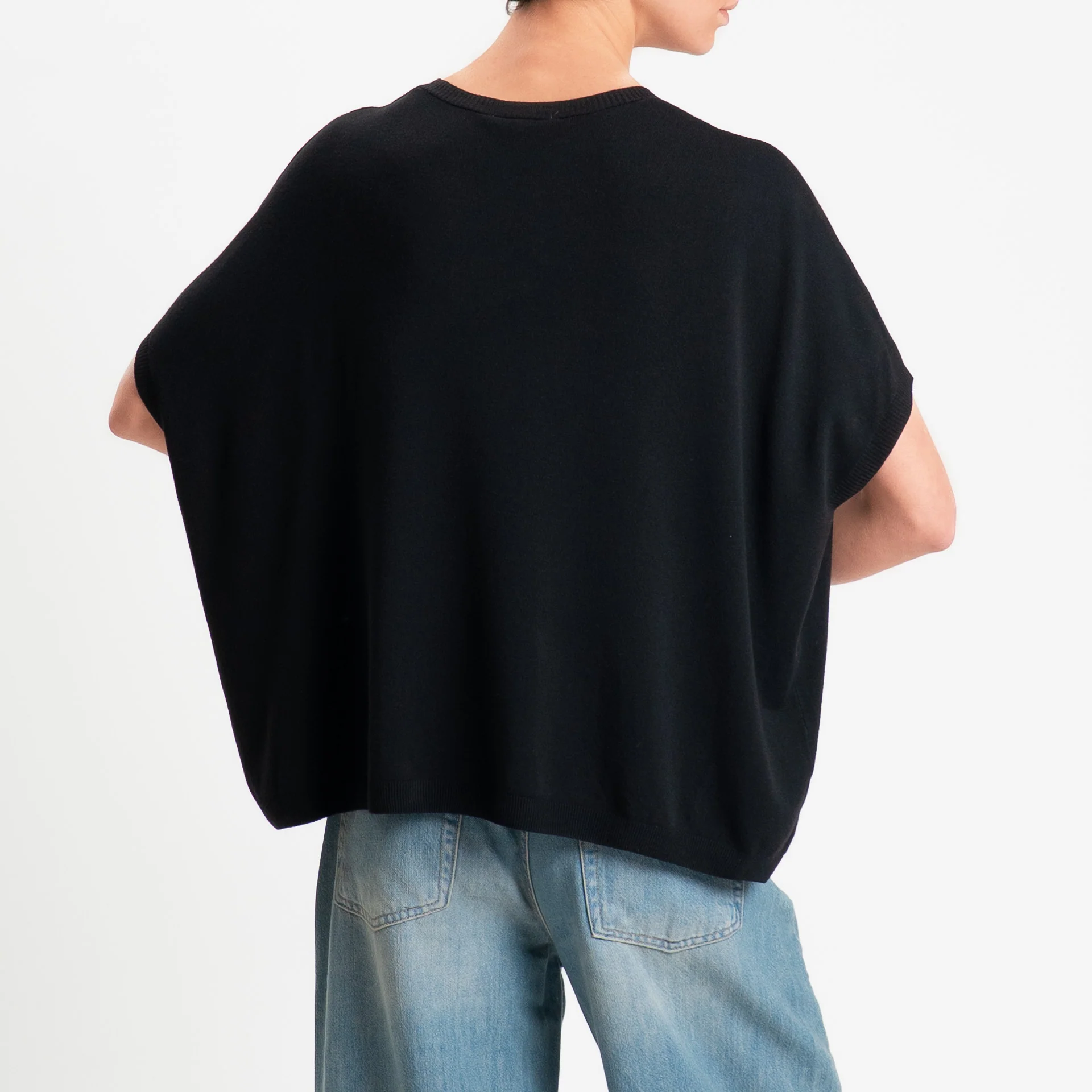 Zeroassoluto-Maglia scatola oversize scollo v - nero - Image 3