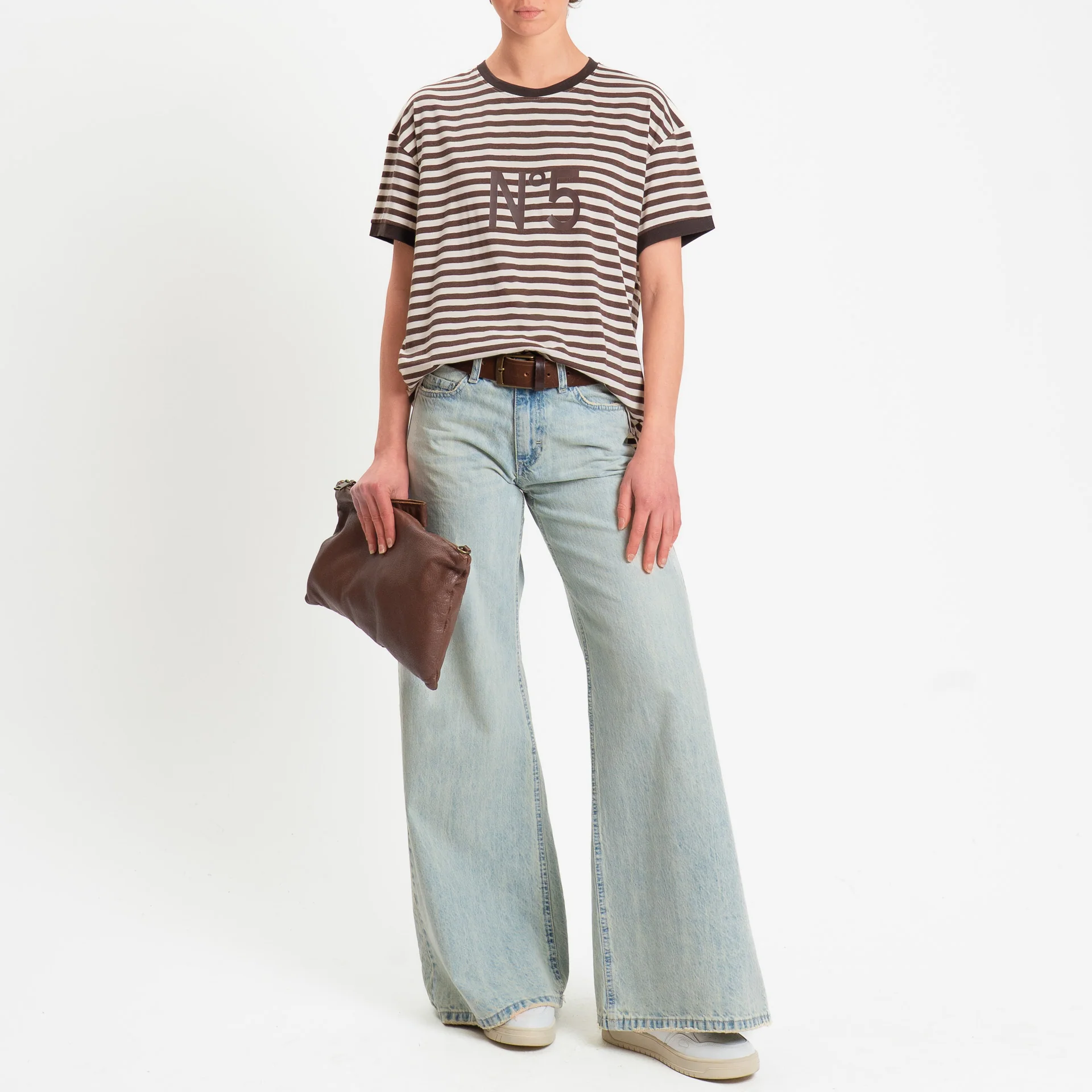 Tensione in-T-shirt righe n5 - moro/panna/moro