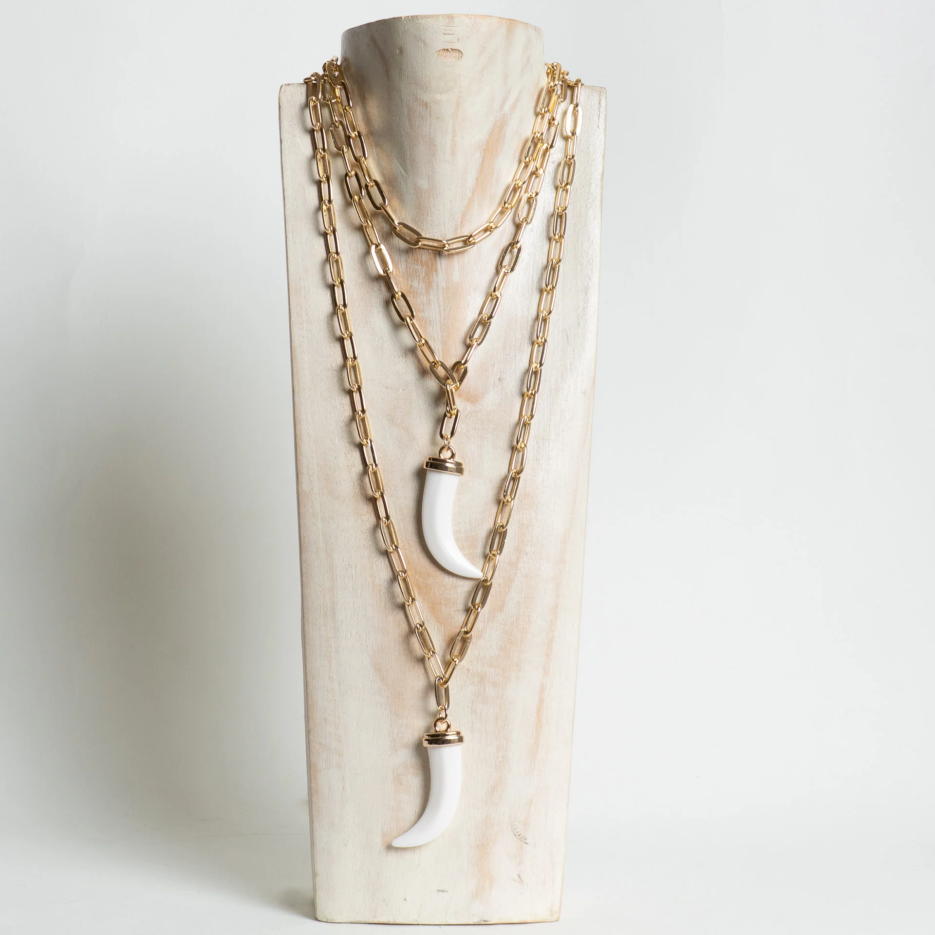 W by Whitemood-Collana catene con corno - gold