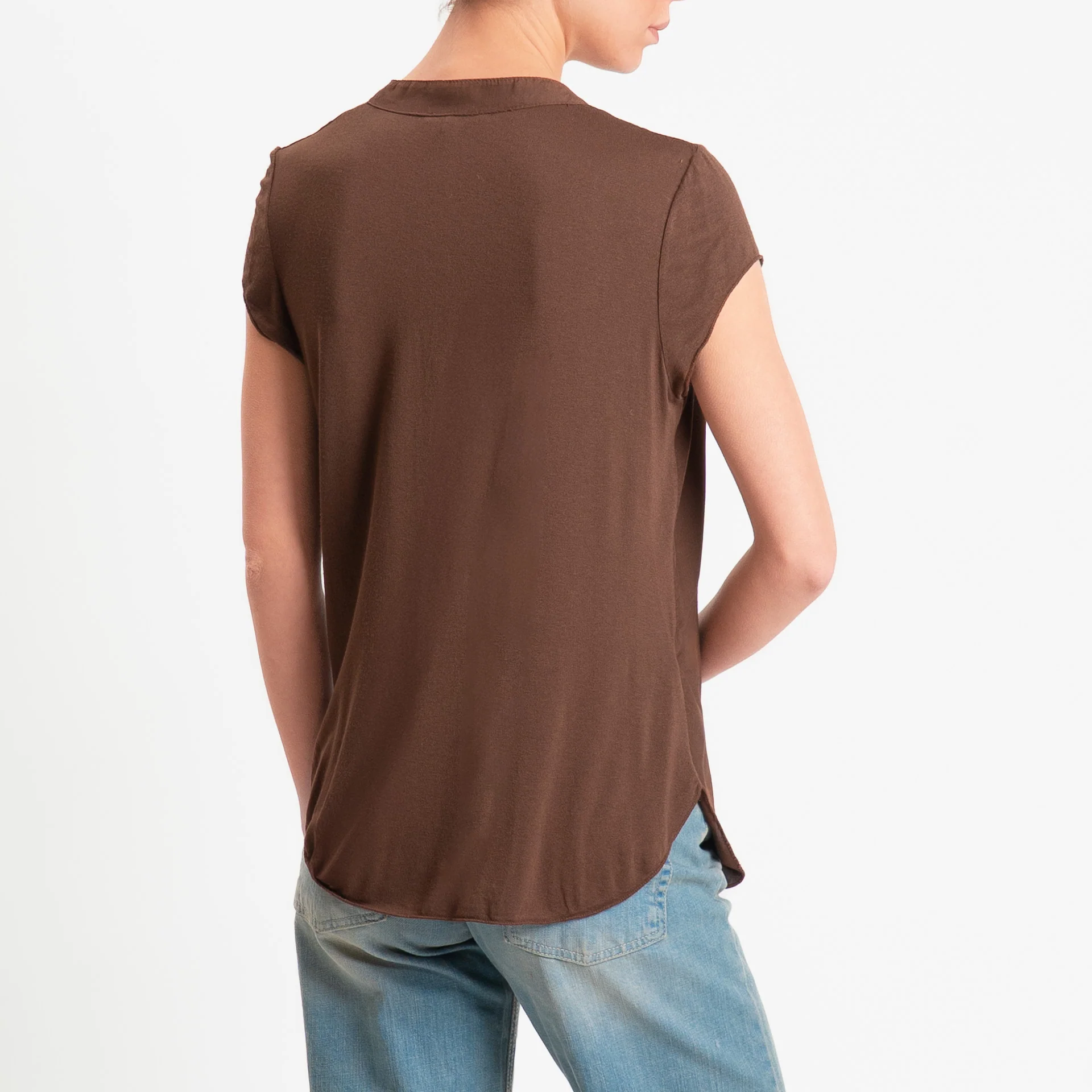 Zeroassoluto-Camicia chester mezza manica doppio tessuto- choco - Image 3