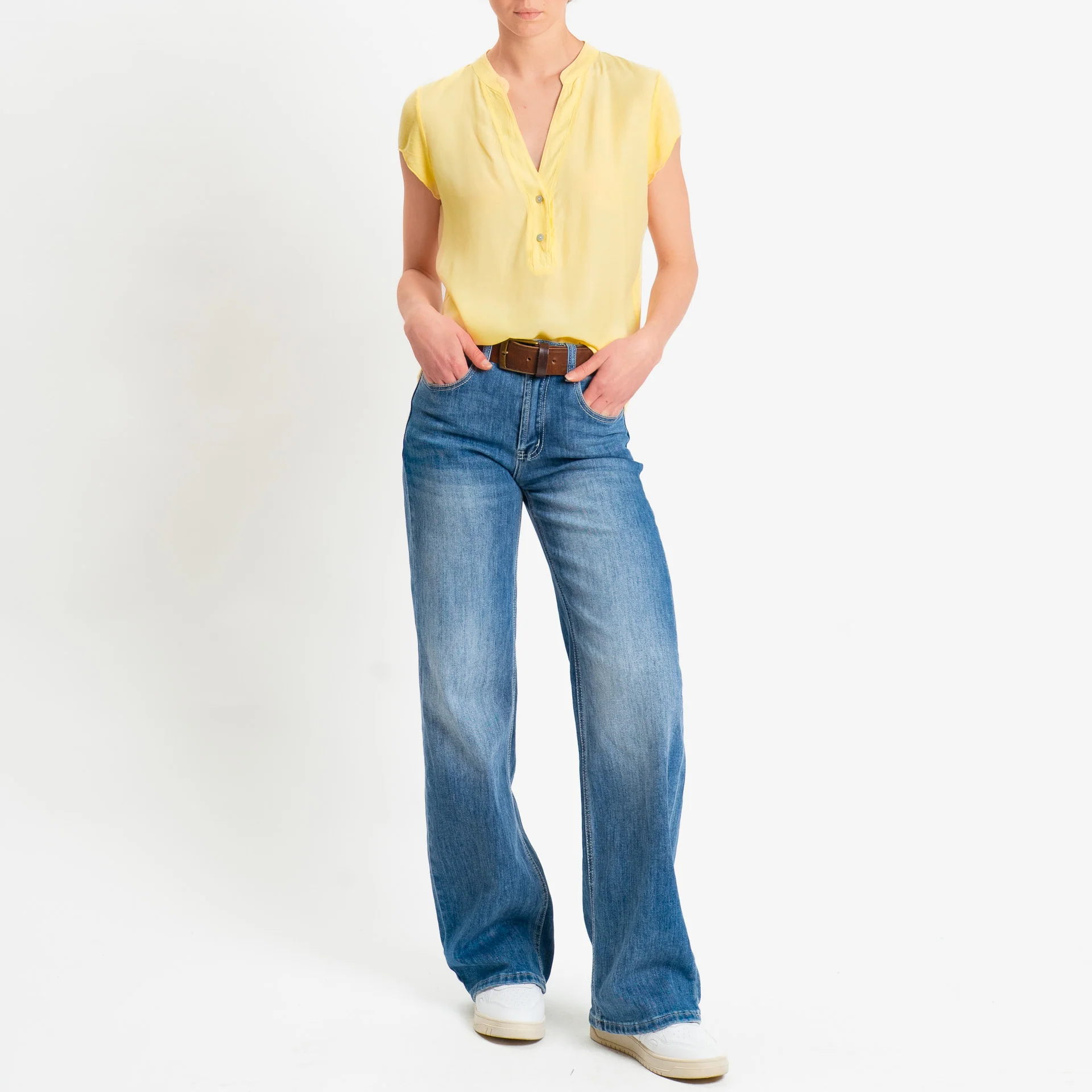 Zeroassoluto-Camicia chester mezza manica doppio tessuto - mimosa