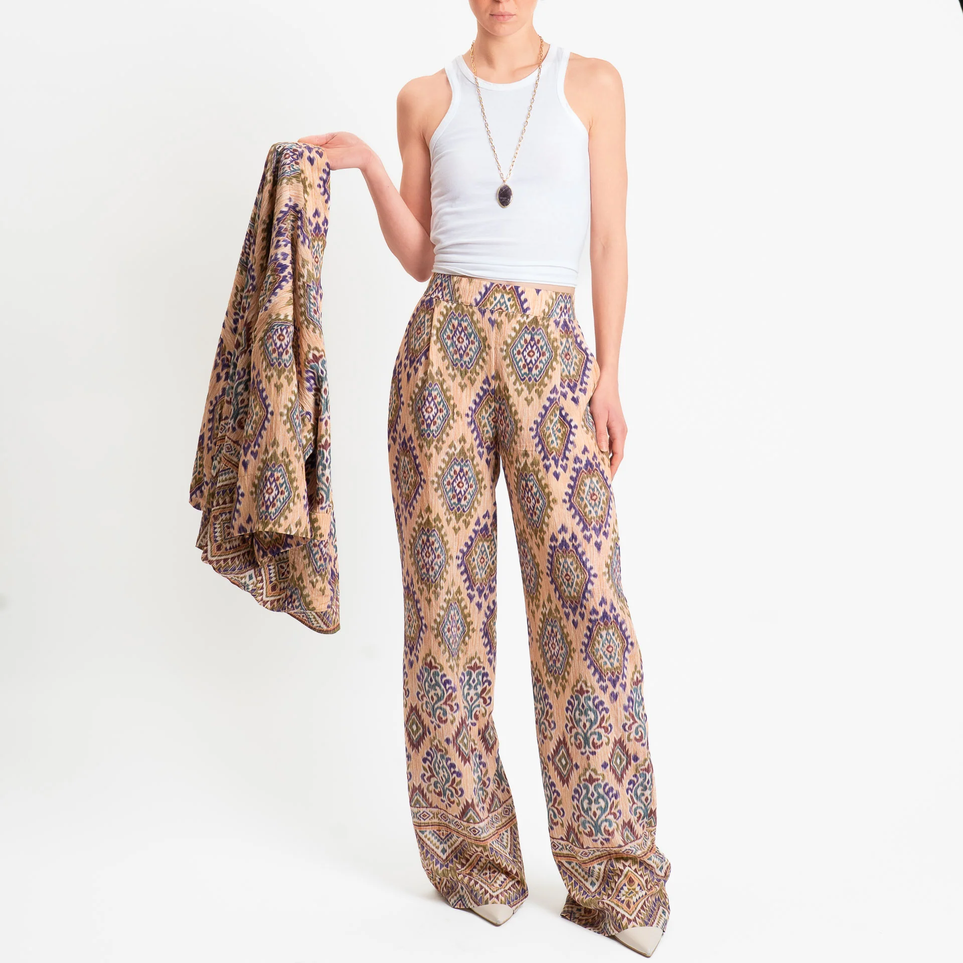 Dixie-Pantalone fantasia elastico dietro - peach/militare/purple